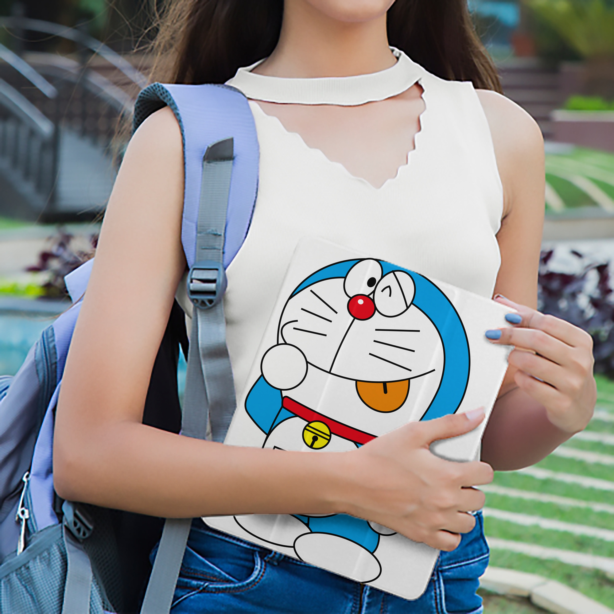 ドラえもん Doraemon IPad ケース ペン収納付き 三つ折りスタンド PUレザー×シリコン 対応機種9.5/10.5/10.9インチ