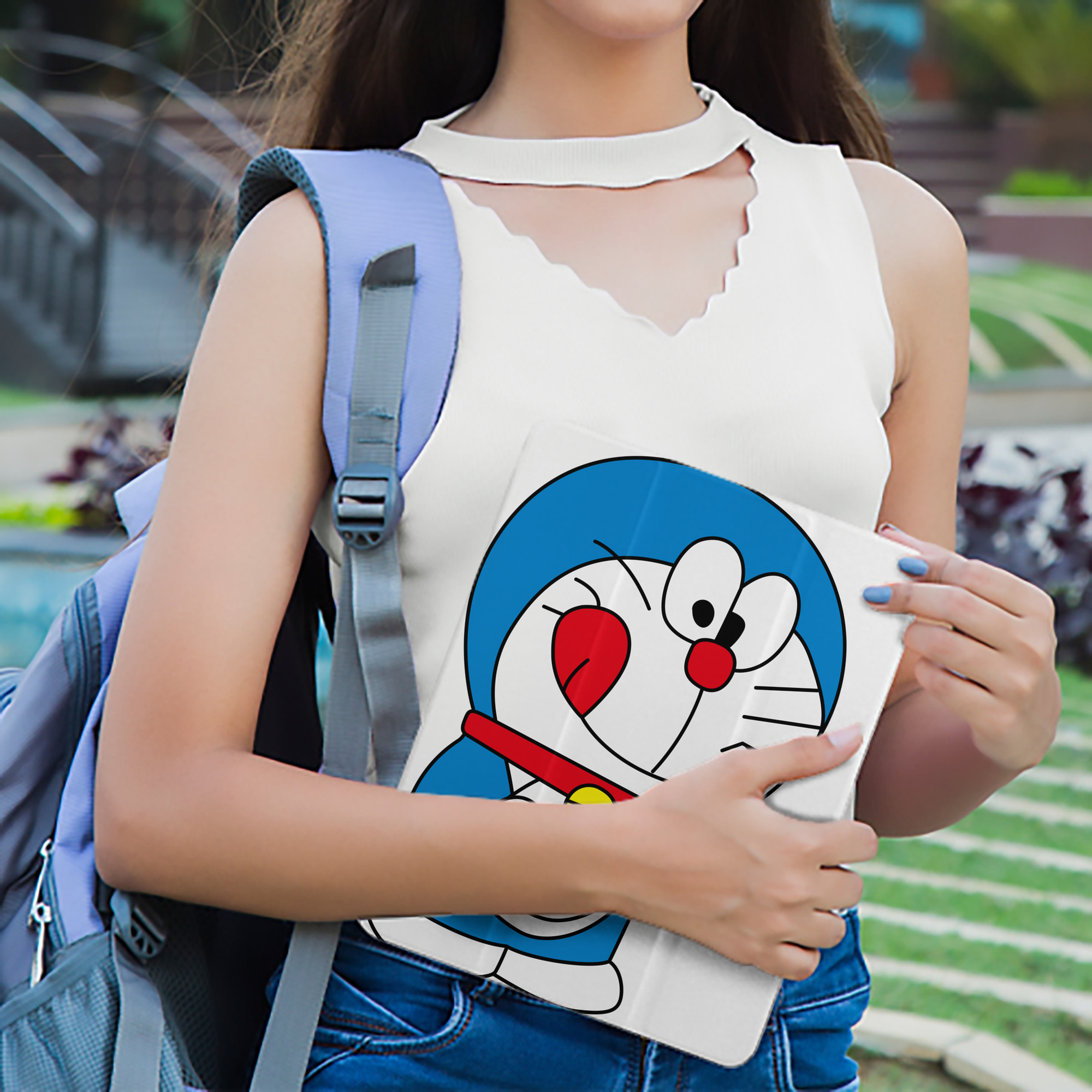 ドラえもん Doraemon IPad ケース ペン収納付き 三つ折りスタンド PUレザー×シリコン 対応機種9.5/10.5/10.9インチ