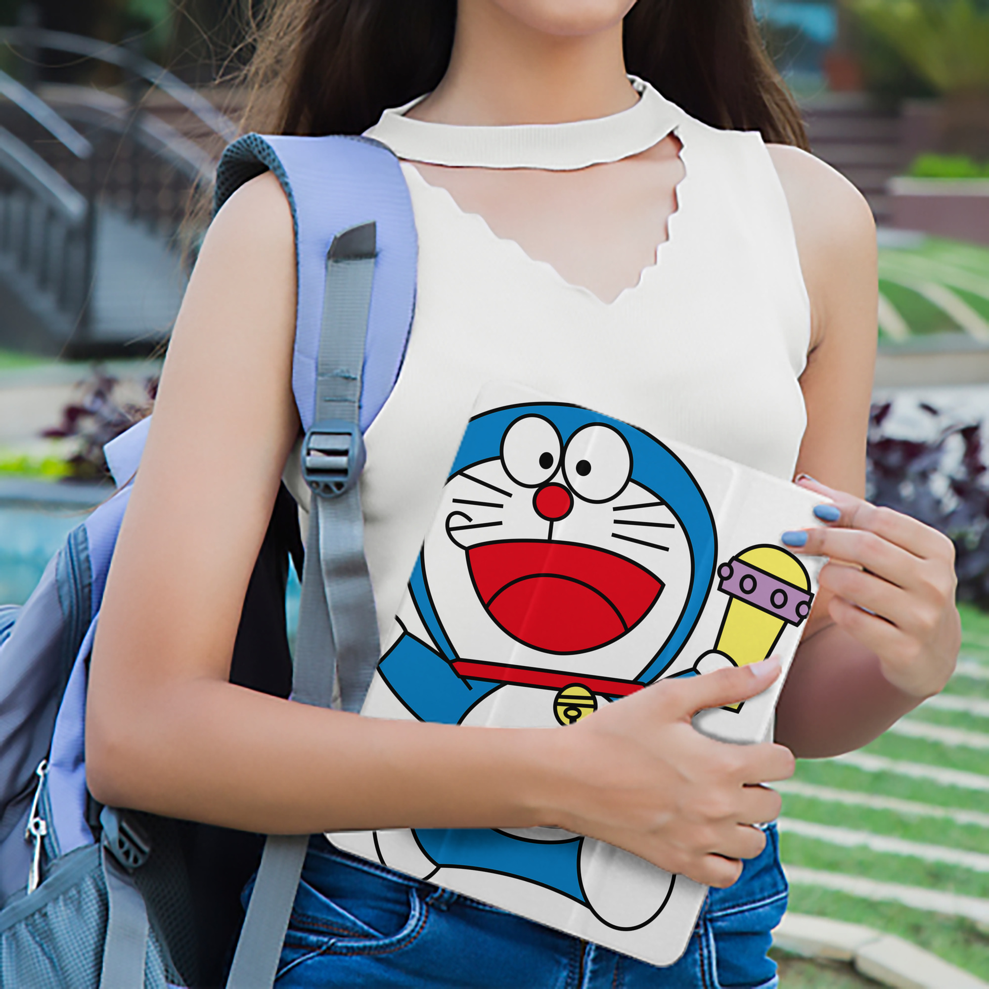 ドラえもん Doraemon IPad ケース ペン収納付き 三つ折りスタンド PUレザー×シリコン 対応機種9.5/10.5/10.9インチ