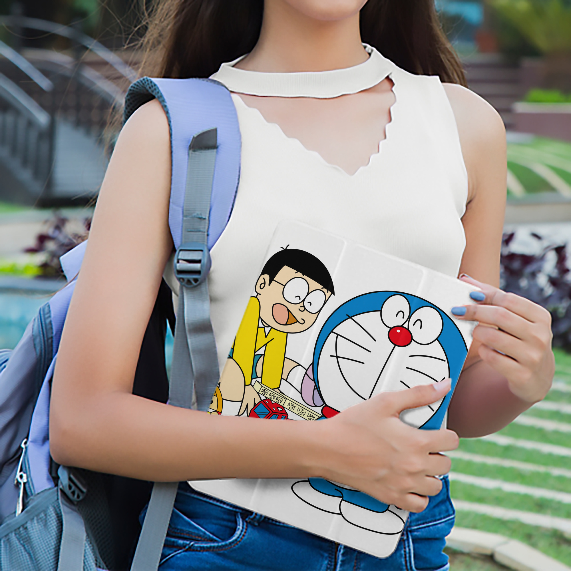 ドラえもん Doraemon IPad ケース ペン収納付き 三つ折りスタンド PUレザー×シリコン 対応機種9.5/10.5/10.9インチ