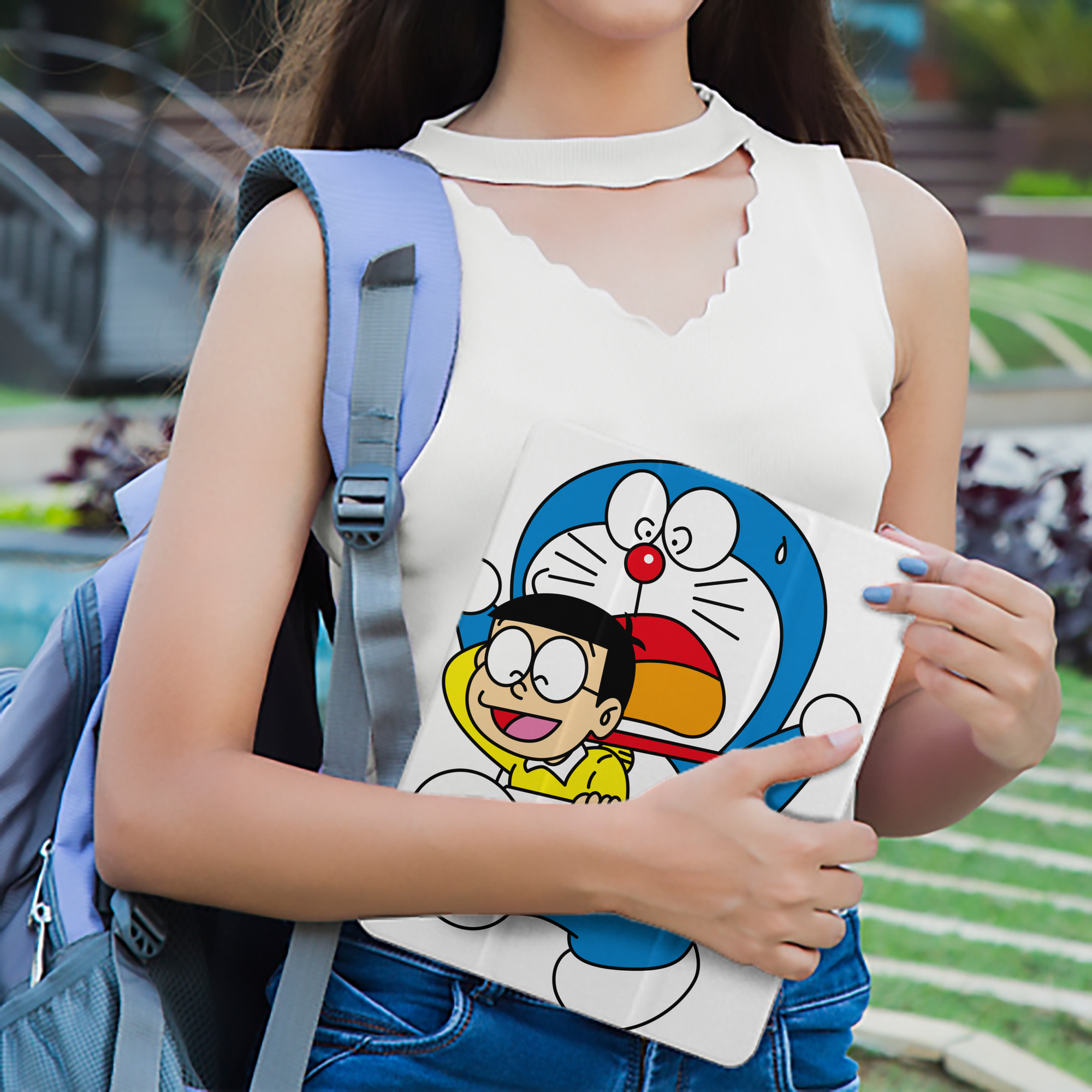 ドラえもん Doraemon IPad ケース ペン収納付き 三つ折りスタンド PUレザー×シリコン 対応機種9.5/10.5/10.9インチ
