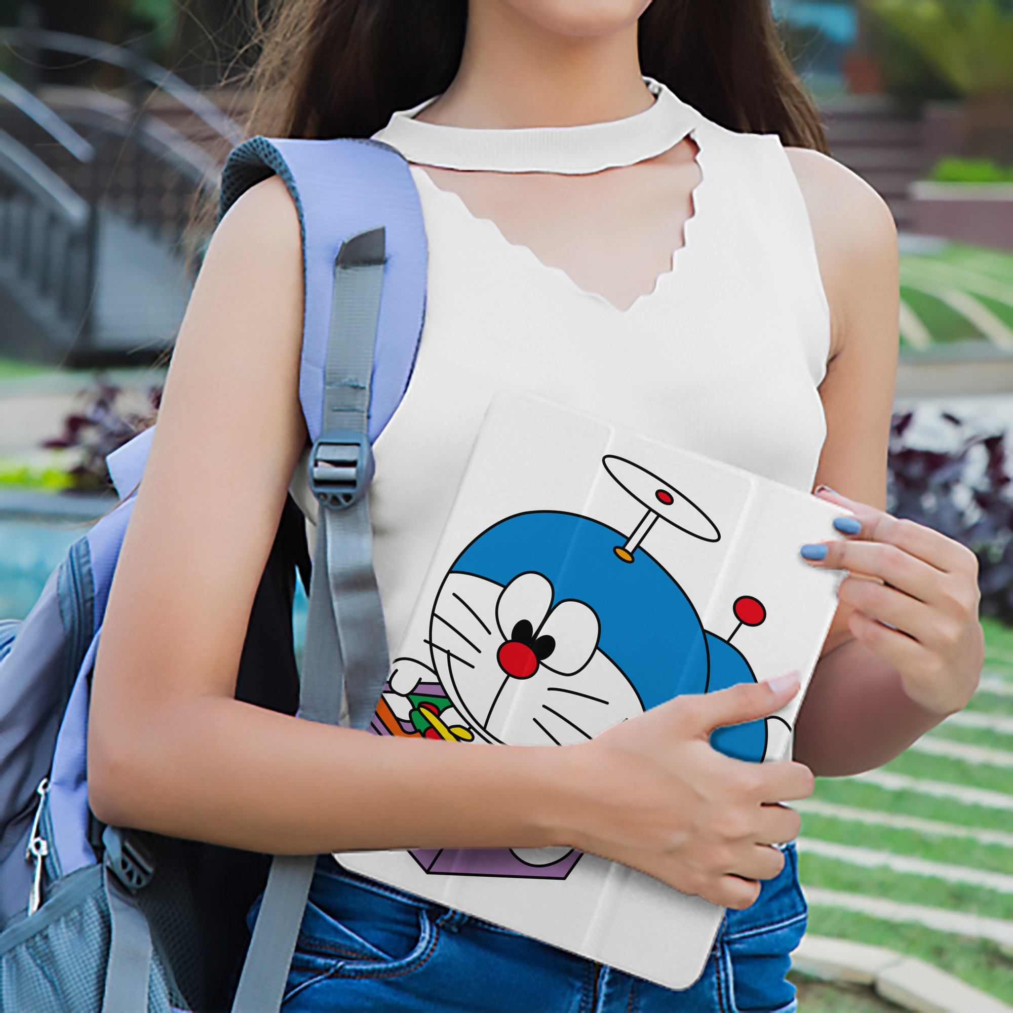 ドラえもん Doraemon IPad ケース ペン収納付き 三つ折りスタンド PUレザー×シリコン 対応機種9.5/10.5/10.9インチ