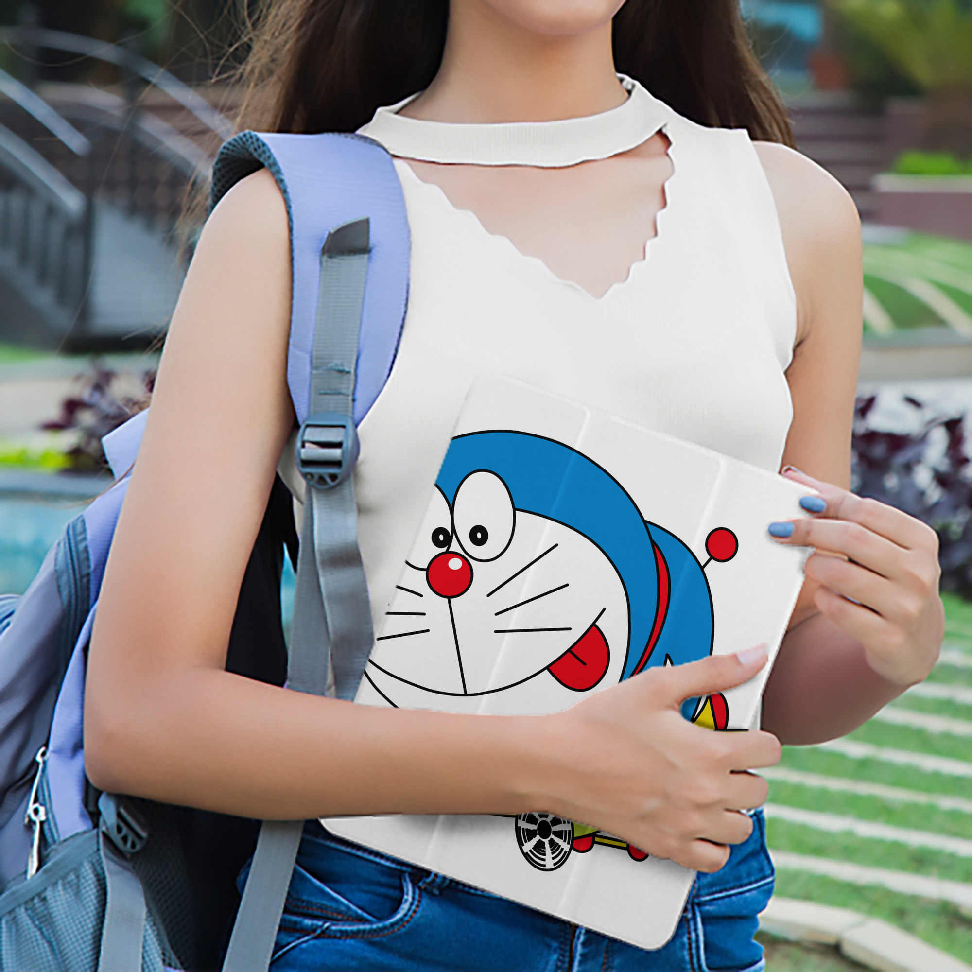ドラえもん Doraemon IPad ケース ペン収納付き 三つ折りスタンド PUレザー×シリコン 対応機種9.5/10.5/10.9インチ