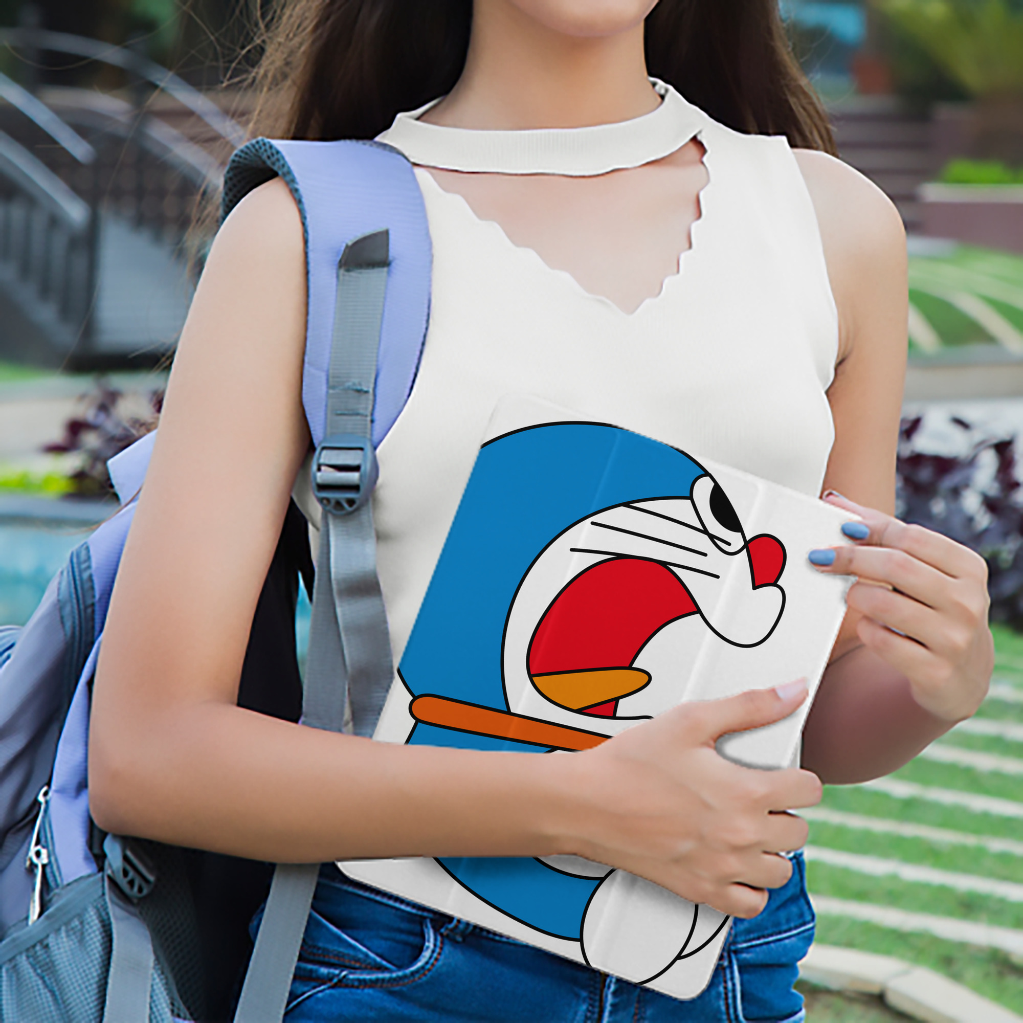 ドラえもん Doraemon IPad ケース ペン収納付き 三つ折りスタンド PUレザー×シリコン 対応機種9.5/10.5/10.9インチ