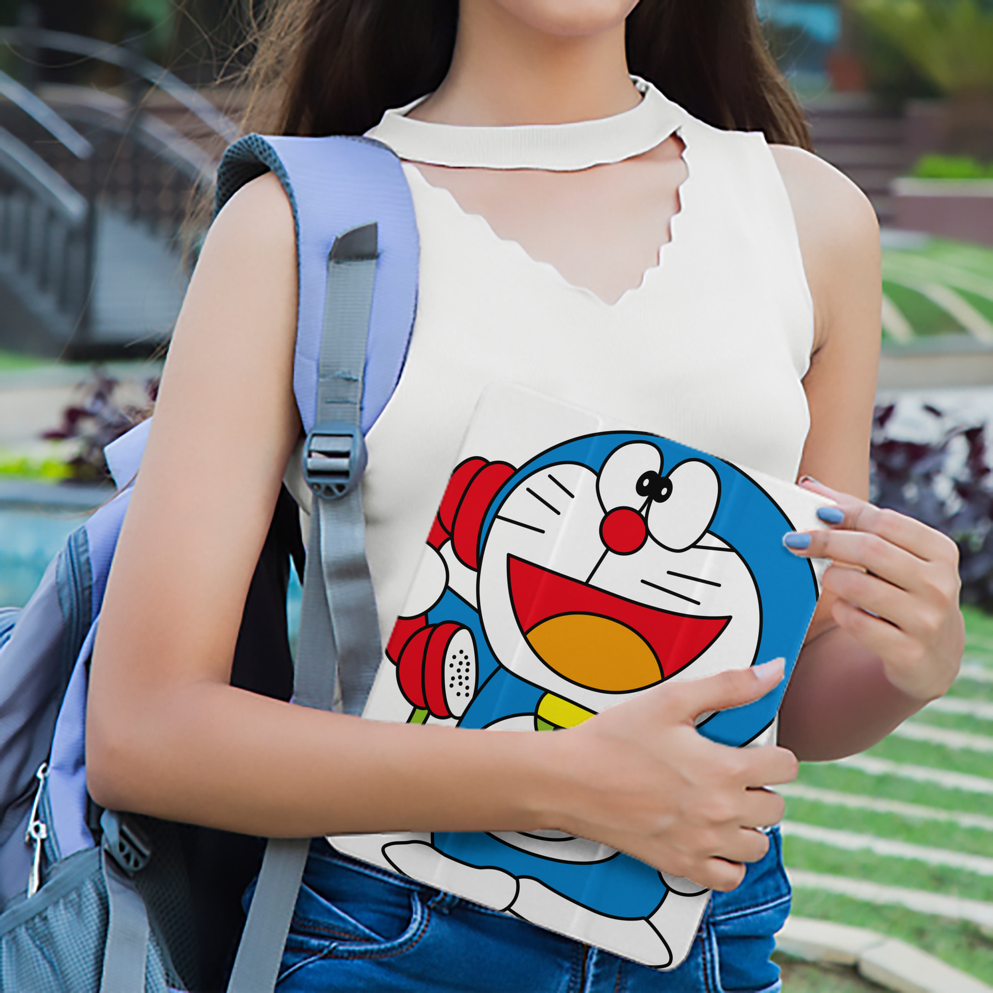 ドラえもん Doraemon IPad ケース ペン収納付き 三つ折りスタンド PUレザー×シリコン 対応機種9.5/10.5/10.9インチ