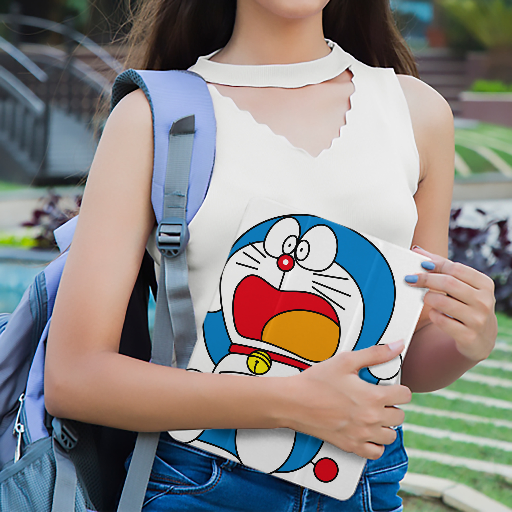 ドラえもん Doraemon IPad ケース ペン収納付き 三つ折りスタンド PUレザー×シリコン 対応機種9.5/10.5/10.9インチ