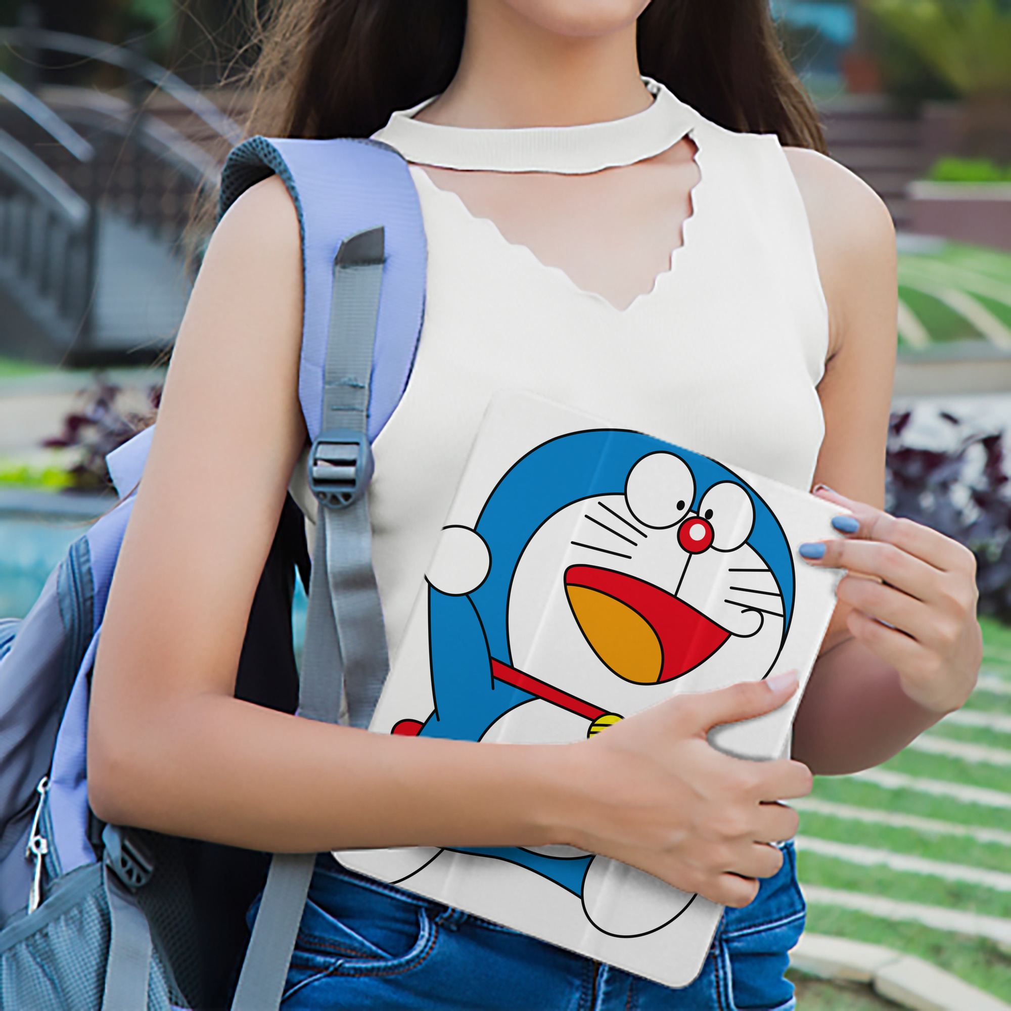 ドラえもん Doraemon IPad ケース ペン収納付き 三つ折りスタンド PUレザー×シリコン 対応機種9.5/10.5/10.9インチ