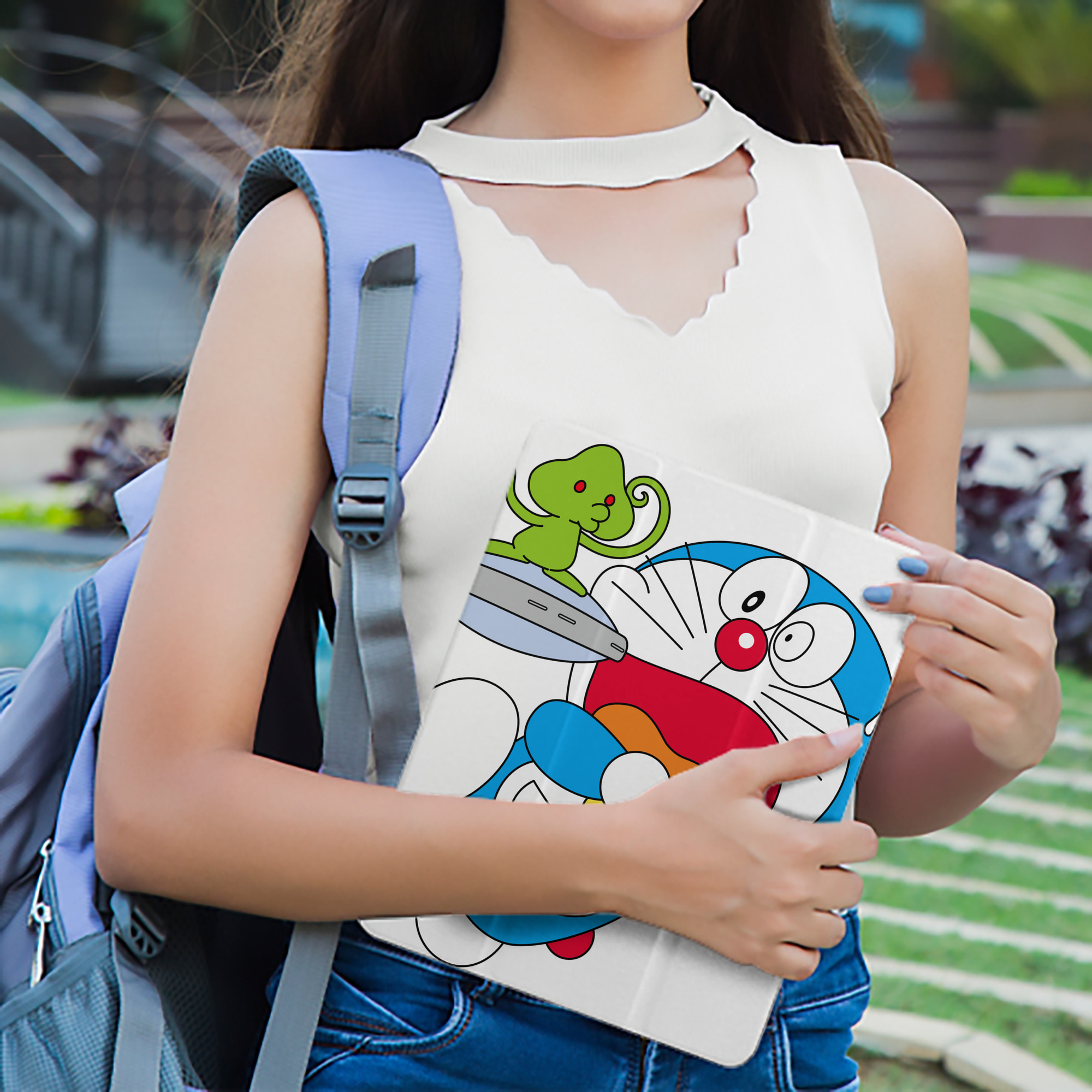 ドラえもん Doraemon IPad ケース ペン収納付き 三つ折りスタンド PUレザー×シリコン 対応機種9.5/10.5/10.9インチ