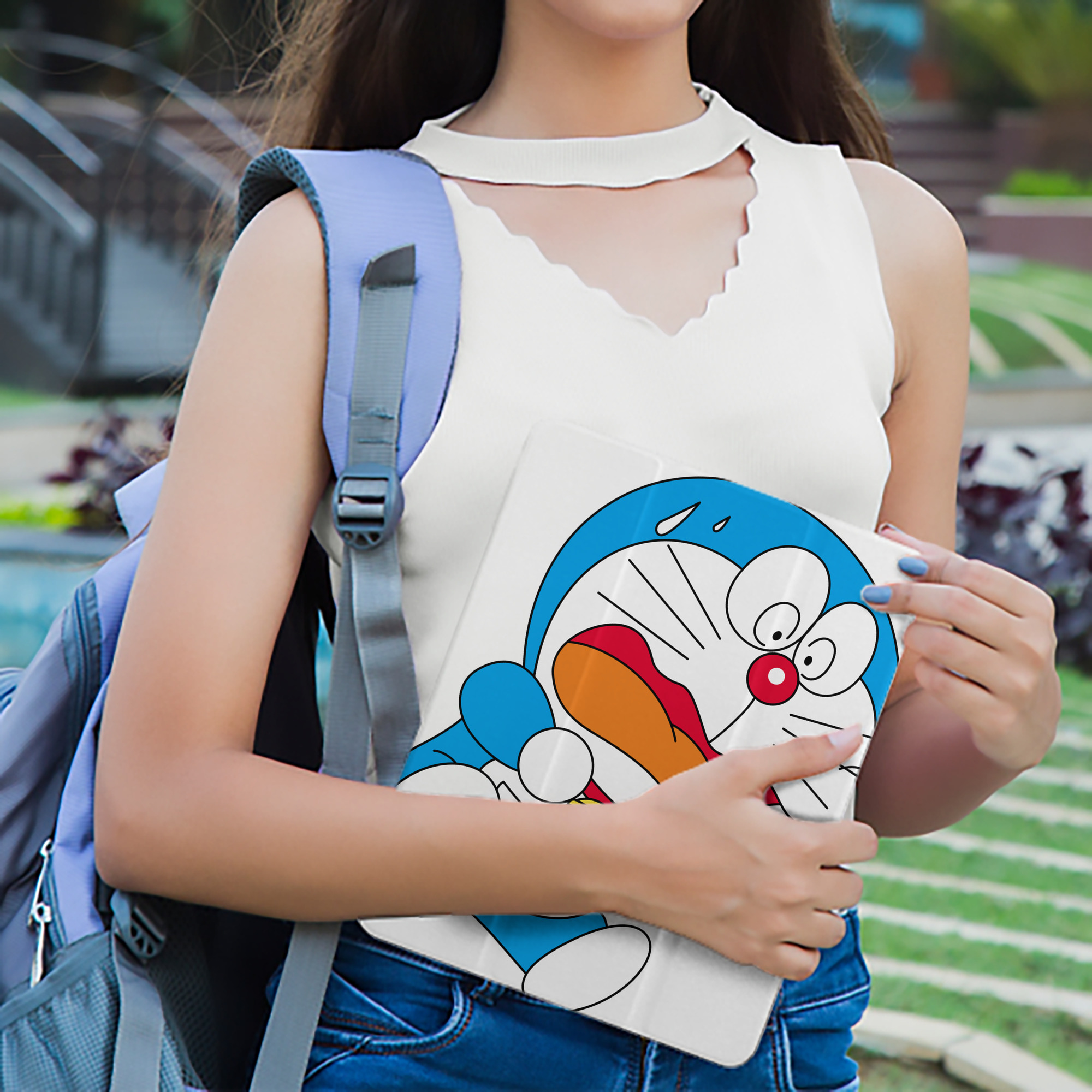 ドラえもん Doraemon IPad ケース ペン収納付き 三つ折りスタンド PUレザー×シリコン 対応機種9.5/10.5/10.9インチ