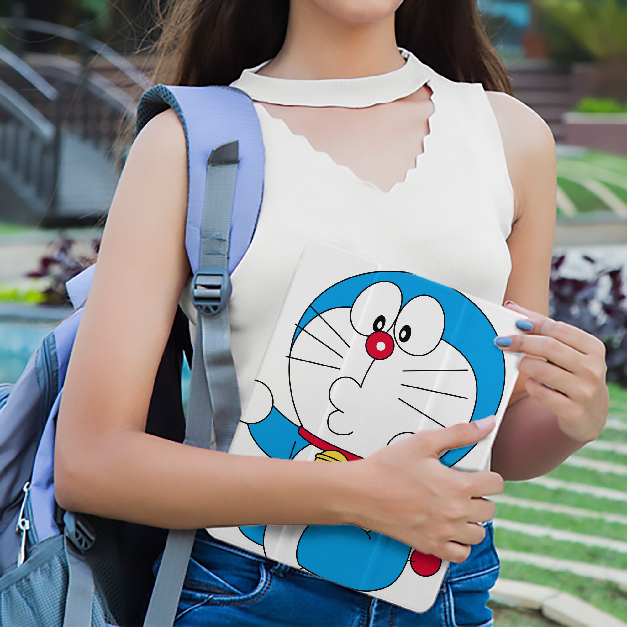 ドラえもん Doraemon IPad ケース ペン収納付き 三つ折りスタンド PUレザー×シリコン 対応機種9.5/10.5/10.9インチ