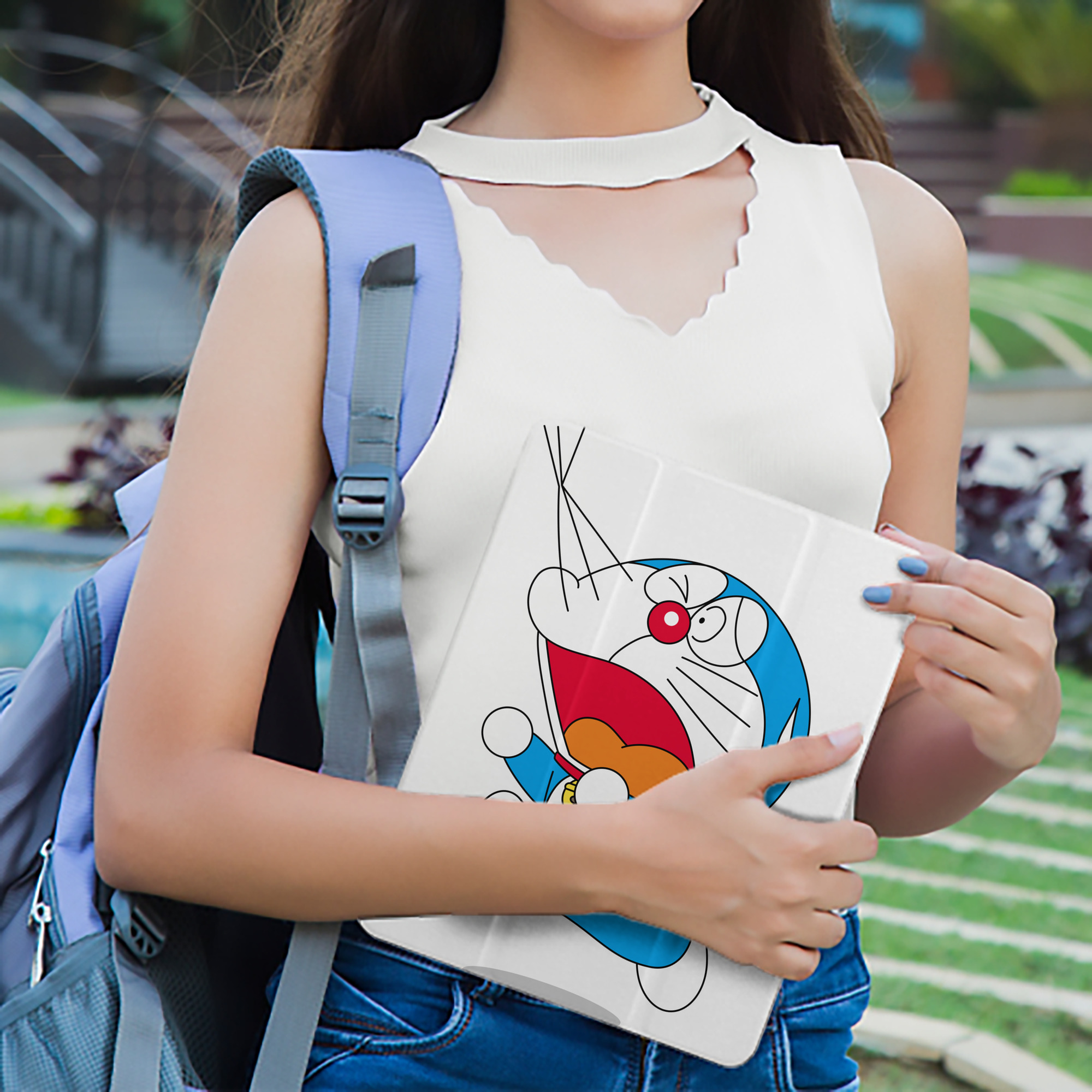 ドラえもん Doraemon IPad ケース ペン収納付き 三つ折りスタンド PUレザー×シリコン 対応機種9.5/10.5/10.9インチ