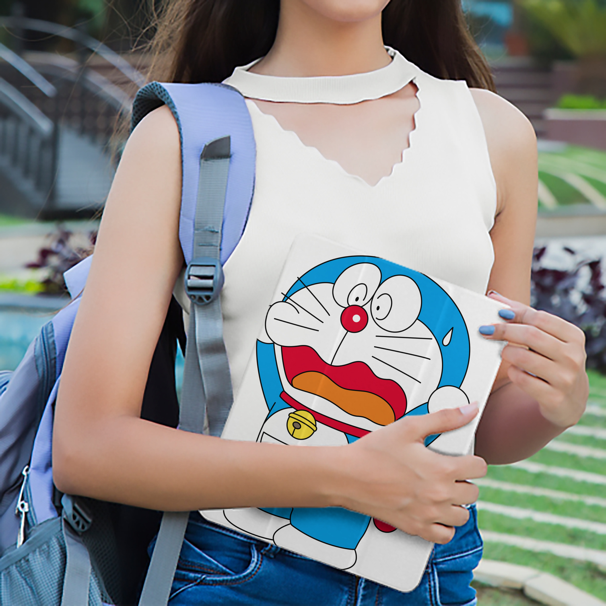 ドラえもん Doraemon IPad ケース ペン収納付き 三つ折りスタンド PUレザー×シリコン 対応機種9.5/10.5/10.9インチ