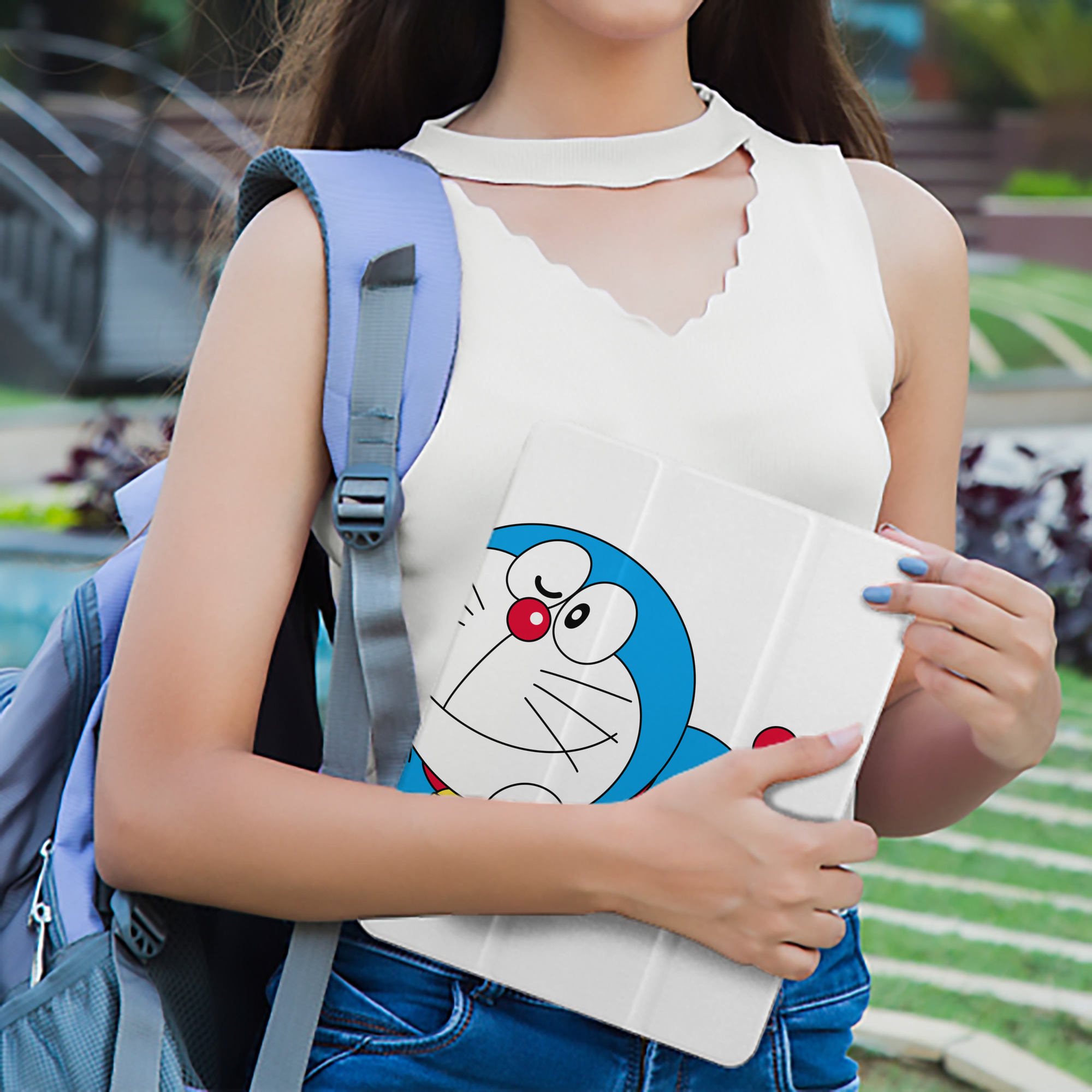 ドラえもん Doraemon IPad ケース ペン収納付き 三つ折りスタンド PUレザー×シリコン 対応機種9.5/10.5/10.9インチ