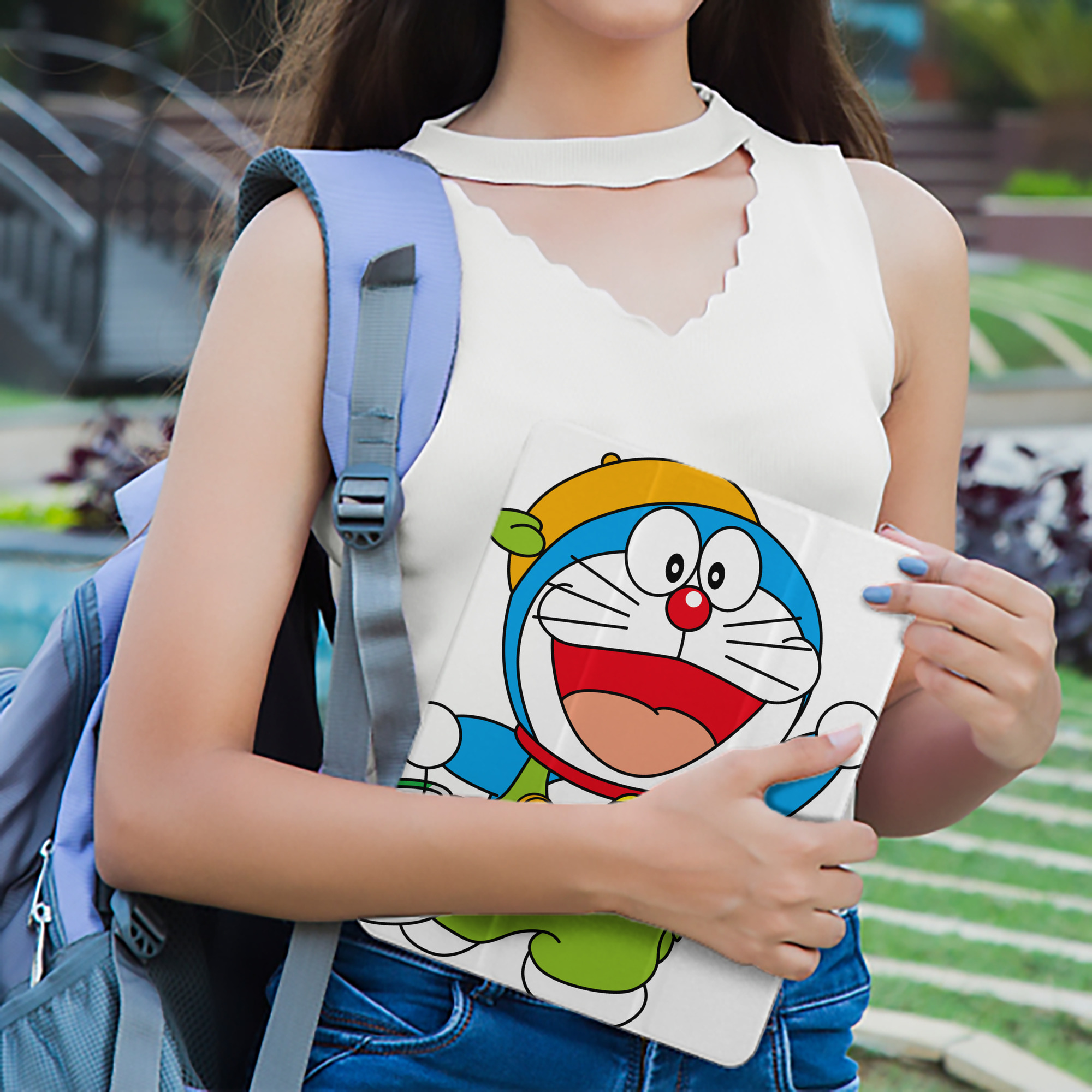 ドラえもん Doraemon IPad ケース ペン収納付き 三つ折りスタンド PUレザー×シリコン 対応機種9.5/10.5/10.9インチ