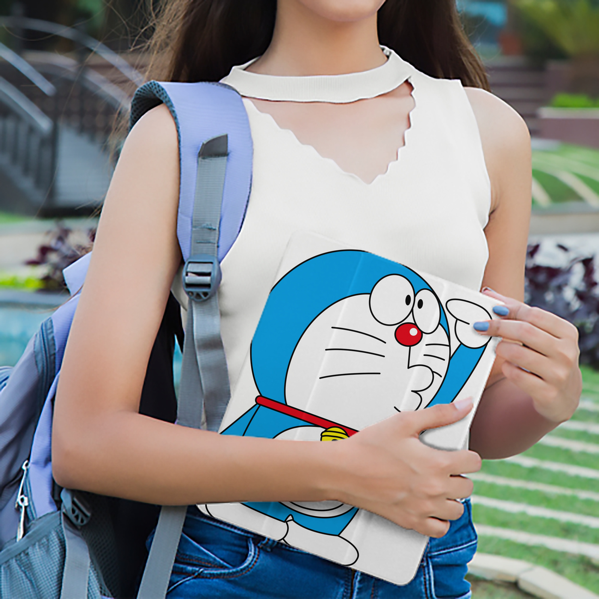 ドラえもん Doraemon IPad ケース ペン収納付き 三つ折りスタンド PUレザー×シリコン 対応機種9.5/10.5/10.9インチ