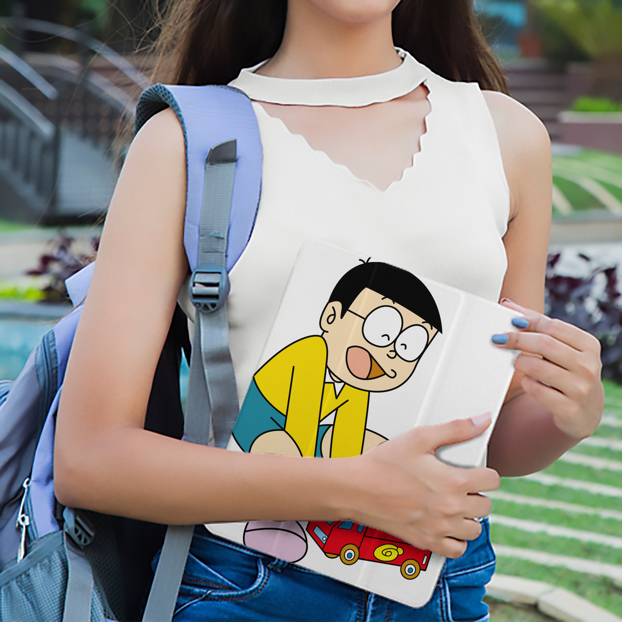 ドラえもん 野比 のび太 Doraemon Nobita Nobi IPad ケース ペン収納付き 三つ折りスタンド PUレザー×シリコン 対応機種9.5/10.5/10.9インチ
