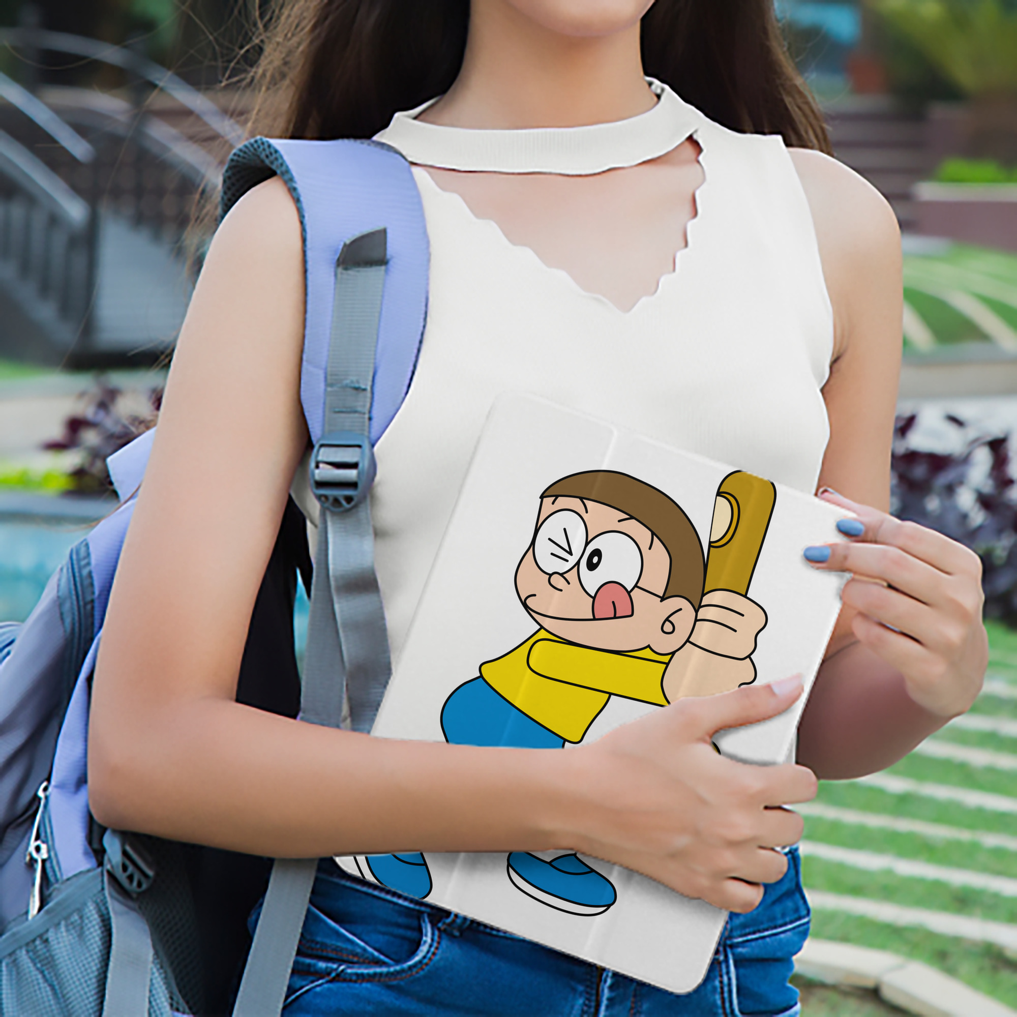 ドラえもん 野比 のび太 Doraemon Nobita Nobi IPad ケース ペン収納付き 三つ折りスタンド PUレザー×シリコン 対応機種9.5/10.5/10.9インチ