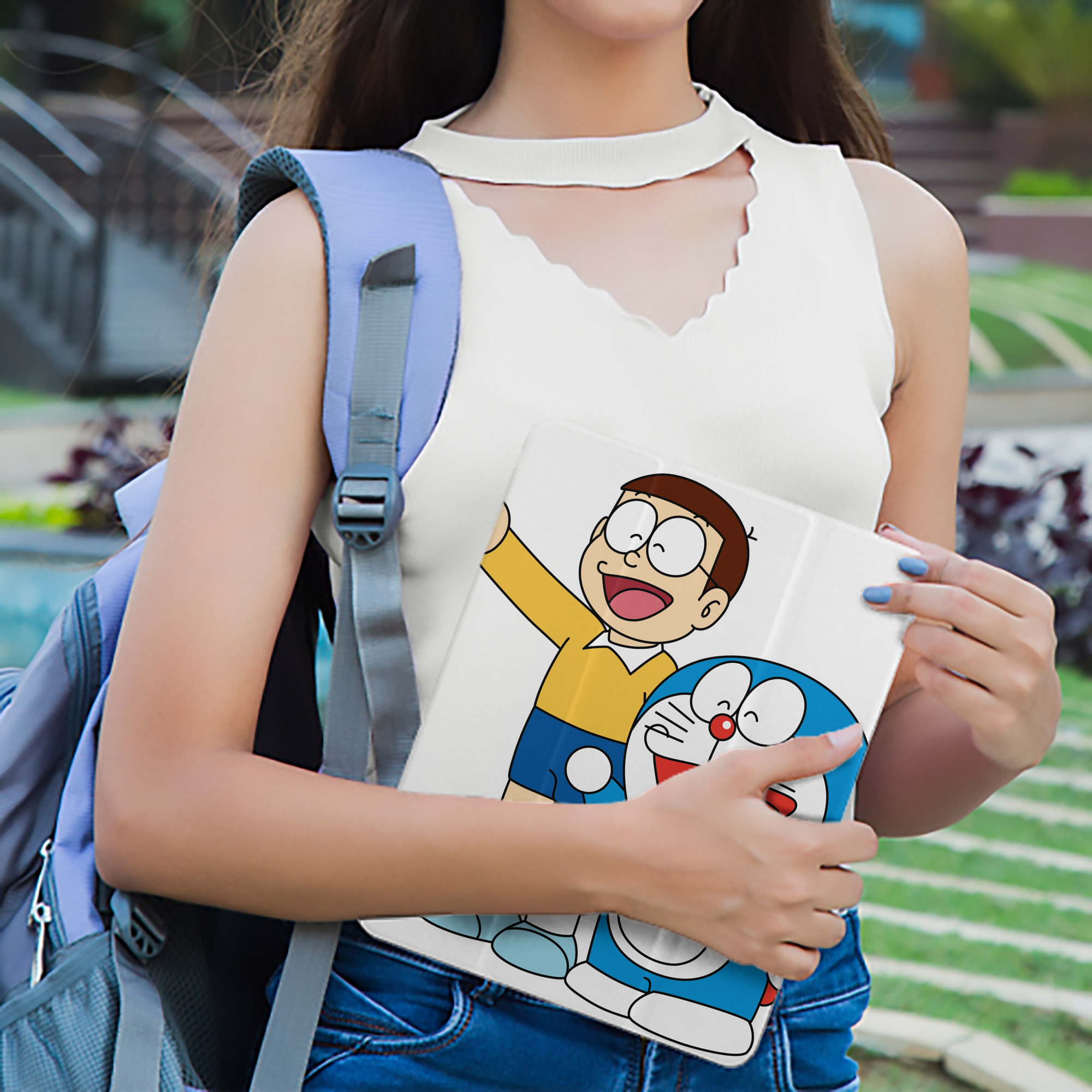 ドラえもん 野比 のび太 Doraemon Nobita Nobi IPad ケース ペン収納付き 三つ折りスタンド PUレザー×シリコン 対応機種9.5/10.5/10.9インチ