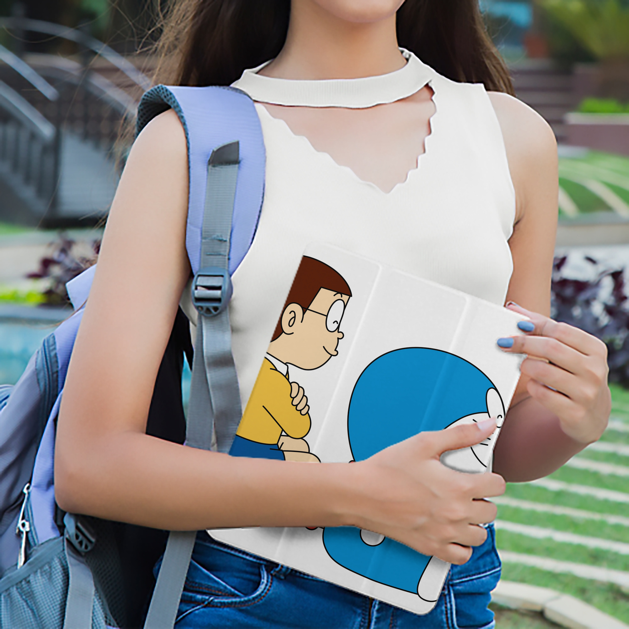 ドラえもん 野比 のび太 Doraemon Nobita Nobi IPad ケース ペン収納付き 三つ折りスタンド PUレザー×シリコン 対応機種9.5/10.5/10.9インチ
