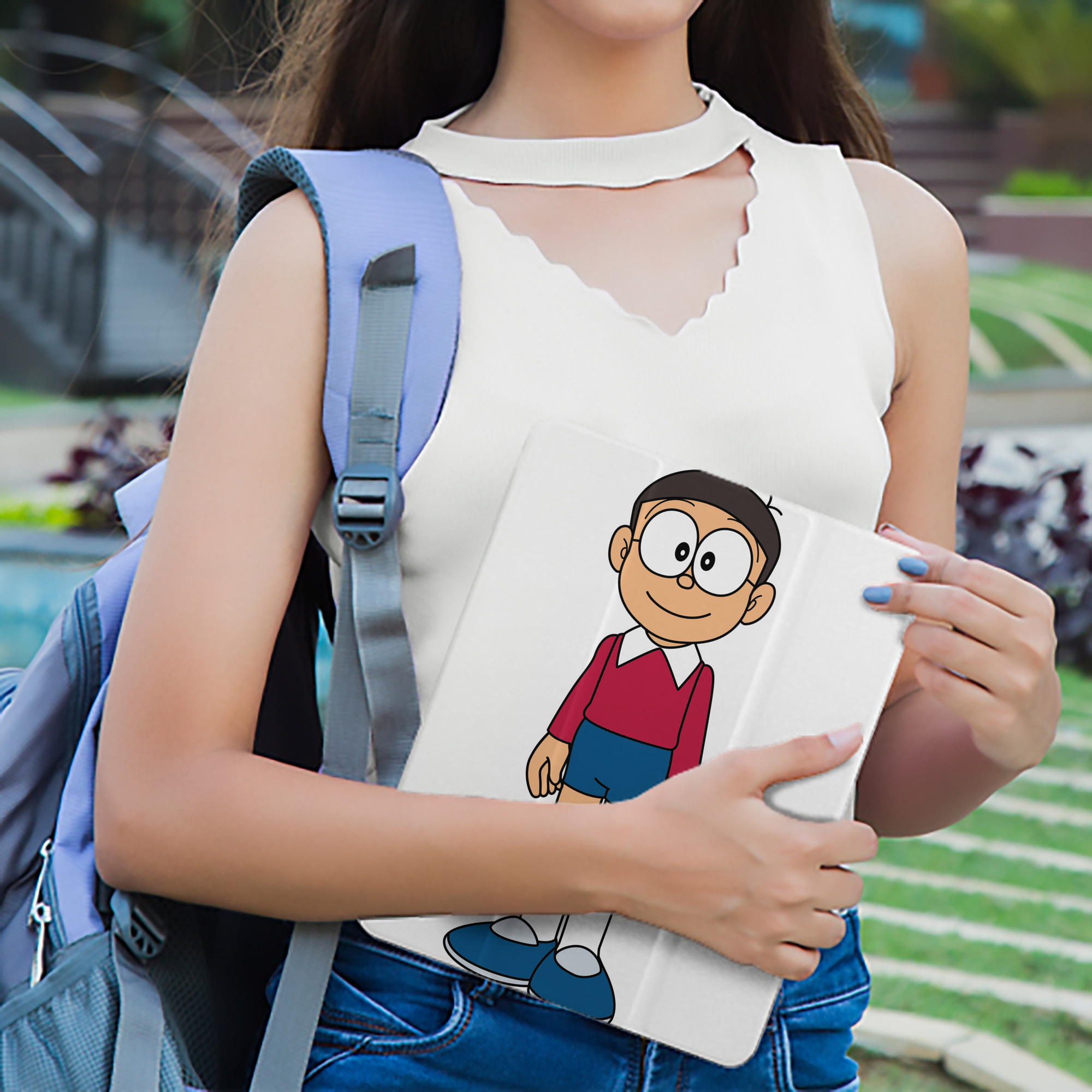 ドラえもん 野比 のび太 Doraemon Nobita Nobi IPad ケース ペン収納付き 三つ折りスタンド PUレザー×シリコン 対応機種9.5/10.5/10.9インチ