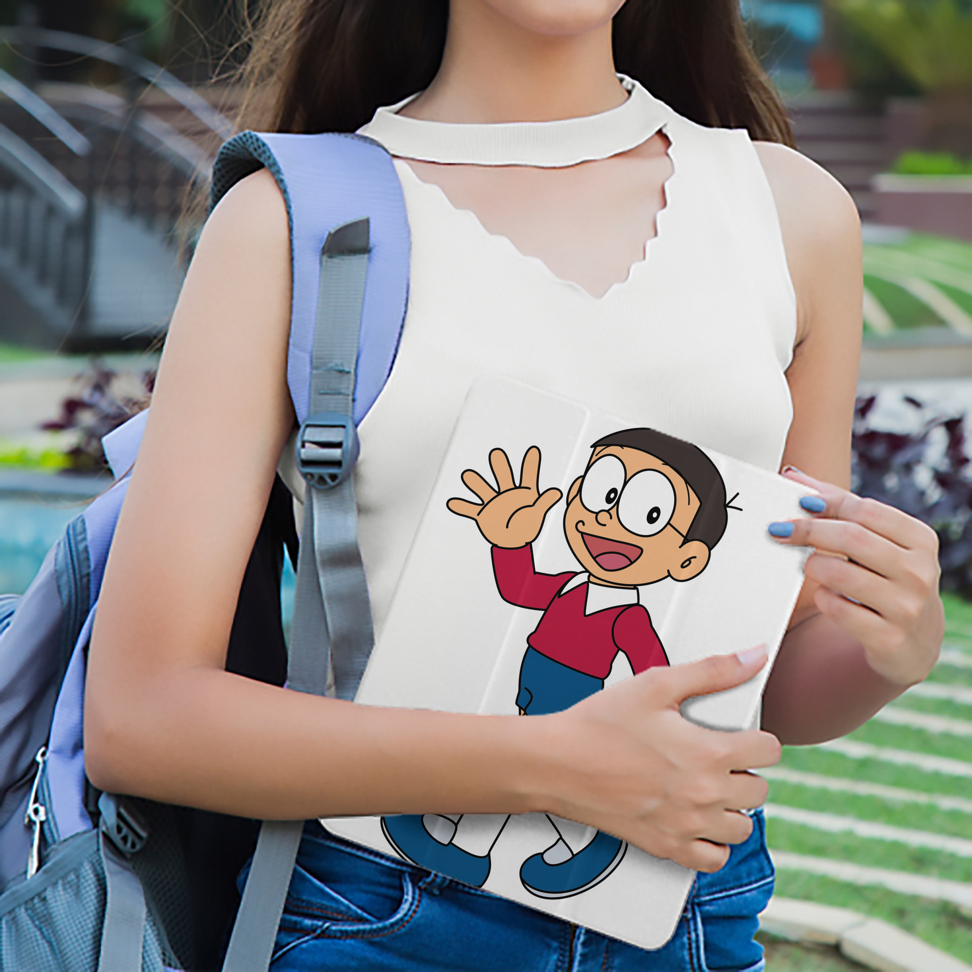 ドラえもん 野比 のび太 Doraemon Nobita Nobi IPad ケース ペン収納付き 三つ折りスタンド PUレザー×シリコン 対応機種9.5/10.5/10.9インチ