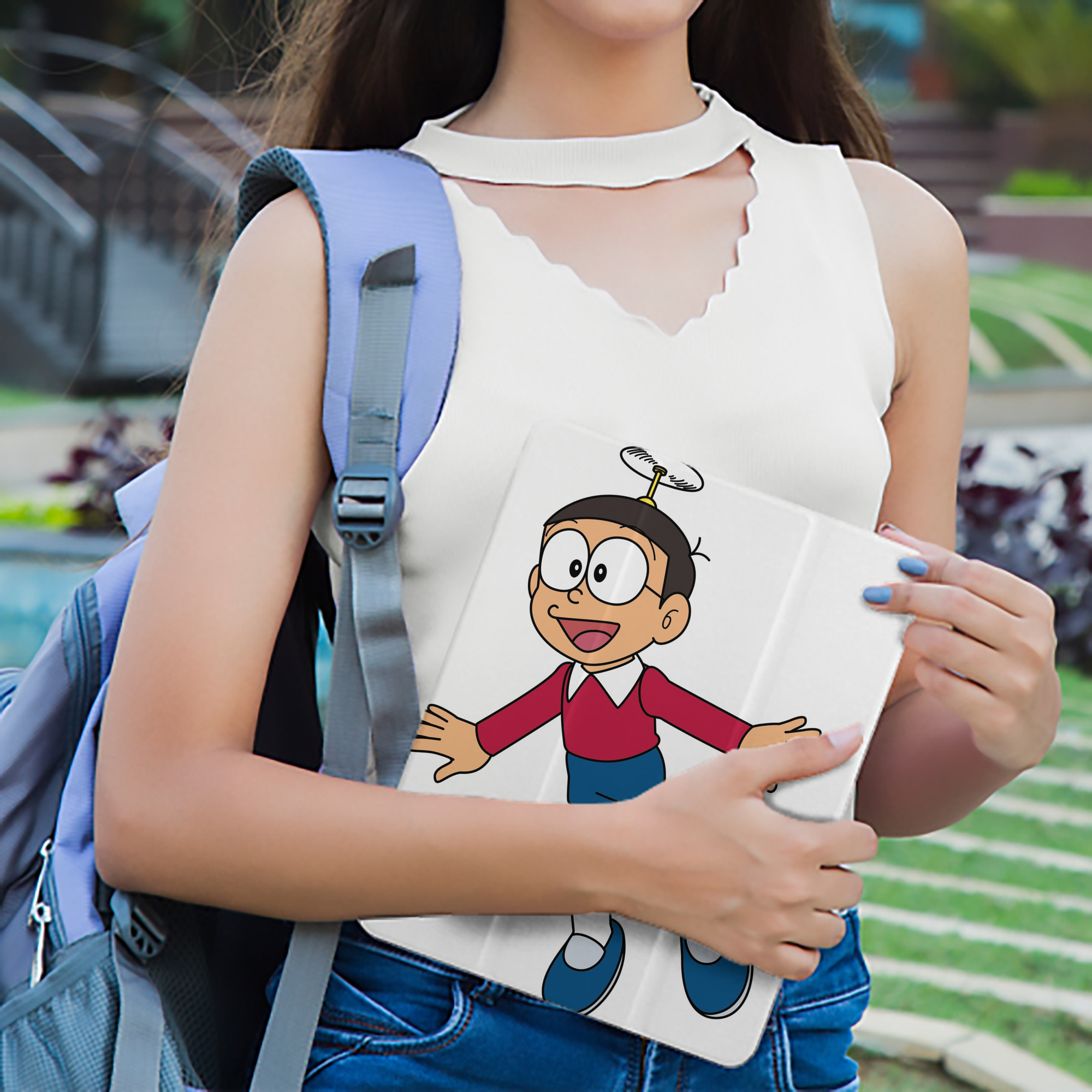 ドラえもん 野比 のび太 Doraemon Nobita Nobi IPad ケース ペン収納付き 三つ折りスタンド PUレザー×シリコン 対応機種9.5/10.5/10.9インチ