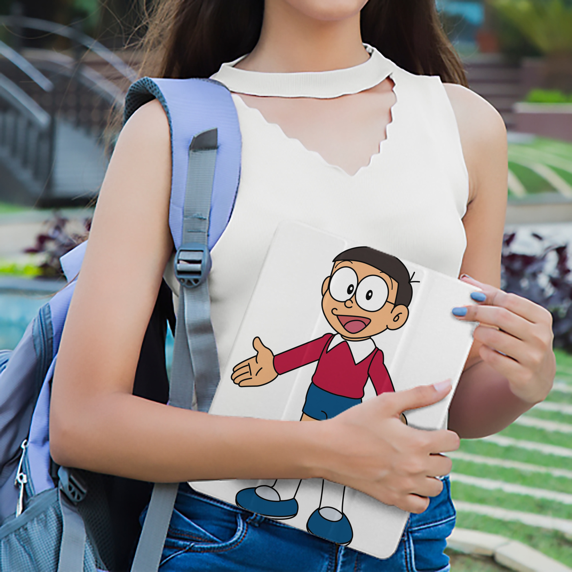 ドラえもん 野比 のび太 Doraemon Nobita Nobi IPad ケース ペン収納付き 三つ折りスタンド PUレザー×シリコン 対応機種9.5/10.5/10.9インチ