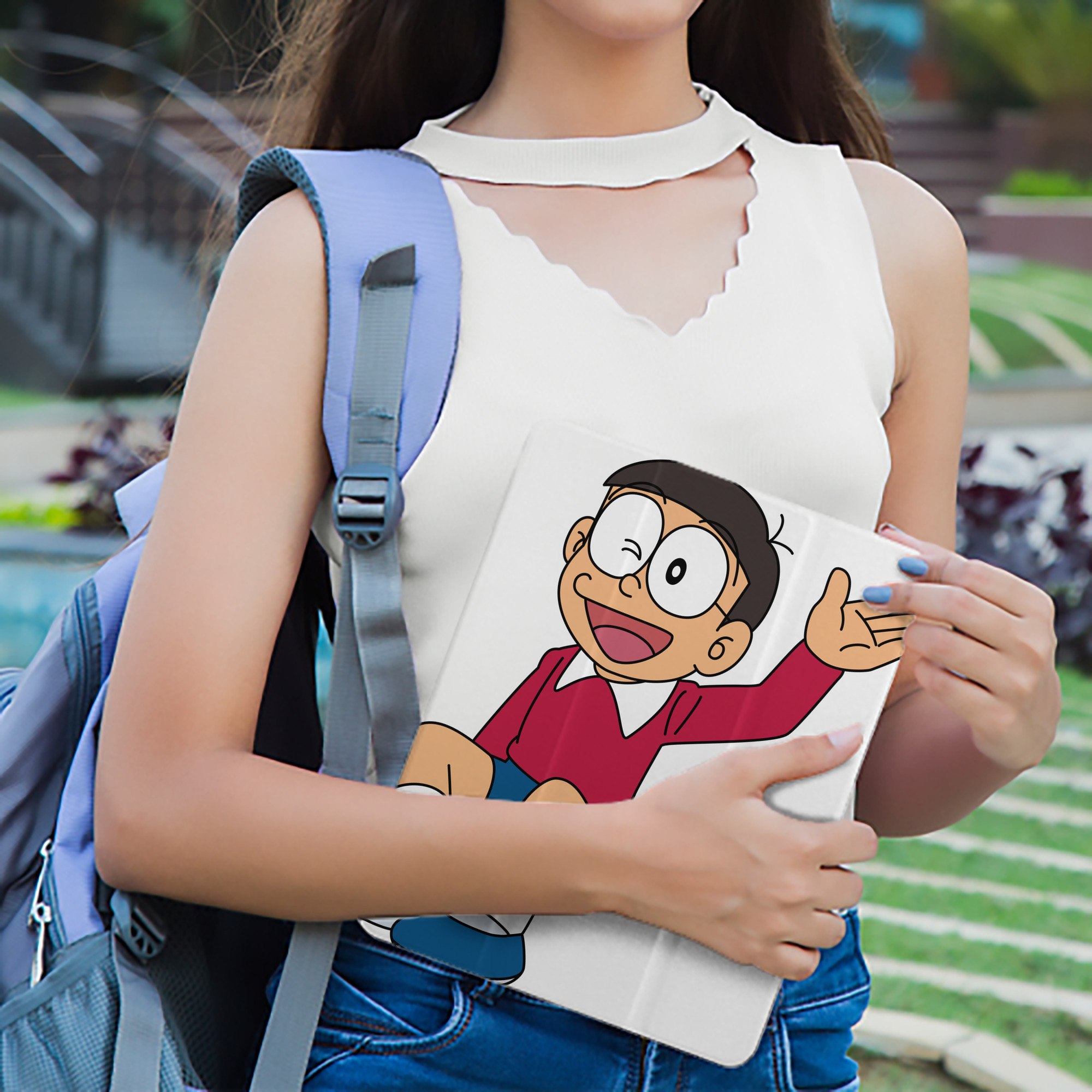ドラえもん 野比 のび太 Doraemon Nobita Nobi IPad ケース ペン収納付き 三つ折りスタンド PUレザー×シリコン 対応機種9.5/10.5/10.9インチ