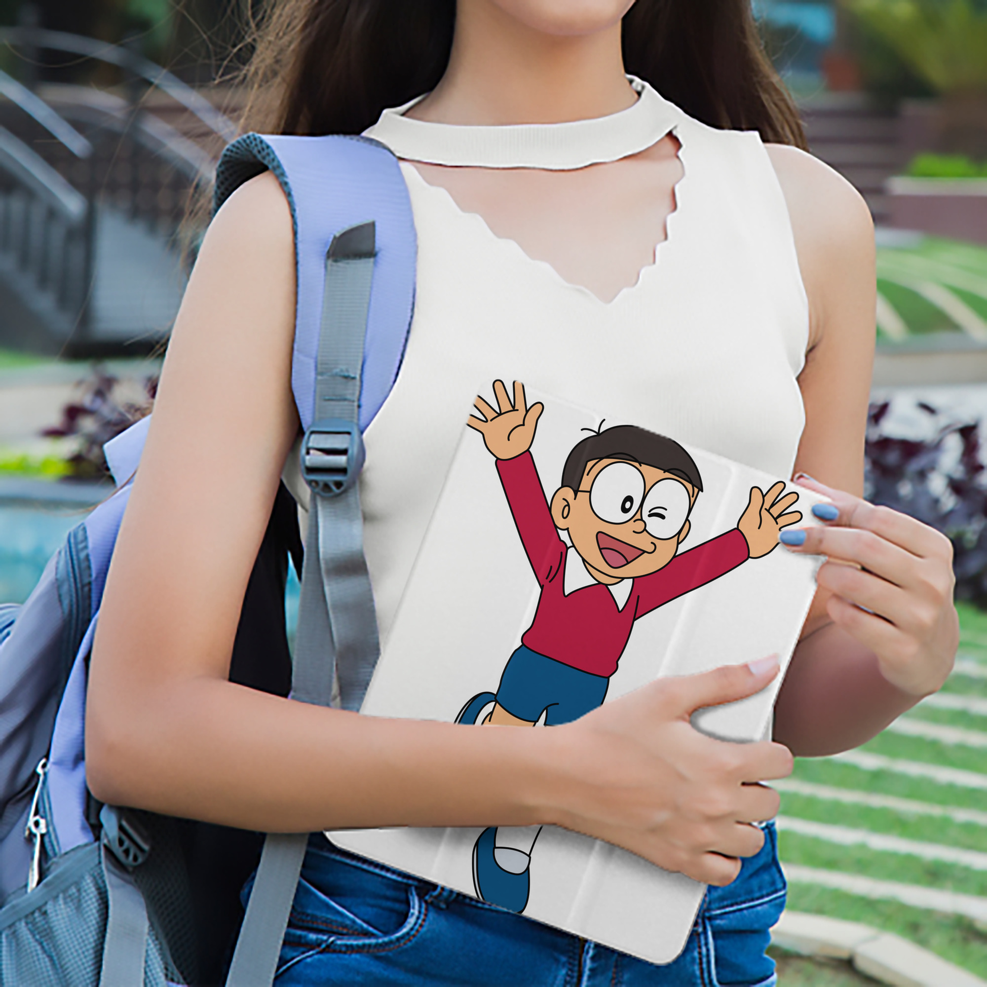 ドラえもん 野比 のび太 Doraemon Nobita Nobi IPad ケース ペン収納付き 三つ折りスタンド PUレザー×シリコン 対応機種9.5/10.5/10.9インチ