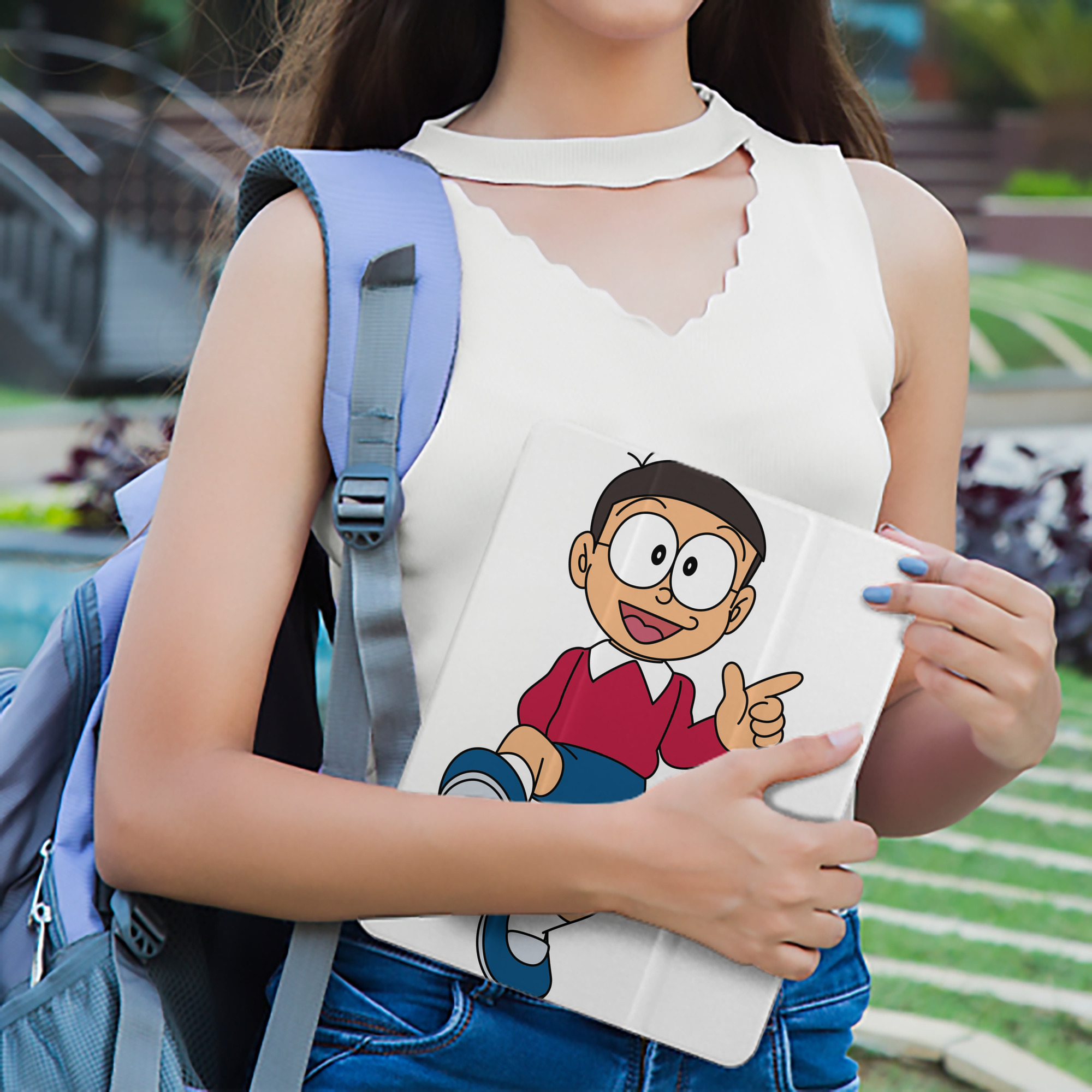 ドラえもん 野比 のび太 Doraemon Nobita Nobi IPad ケース ペン収納付き 三つ折りスタンド PUレザー×シリコン 対応機種9.5/10.5/10.9インチ