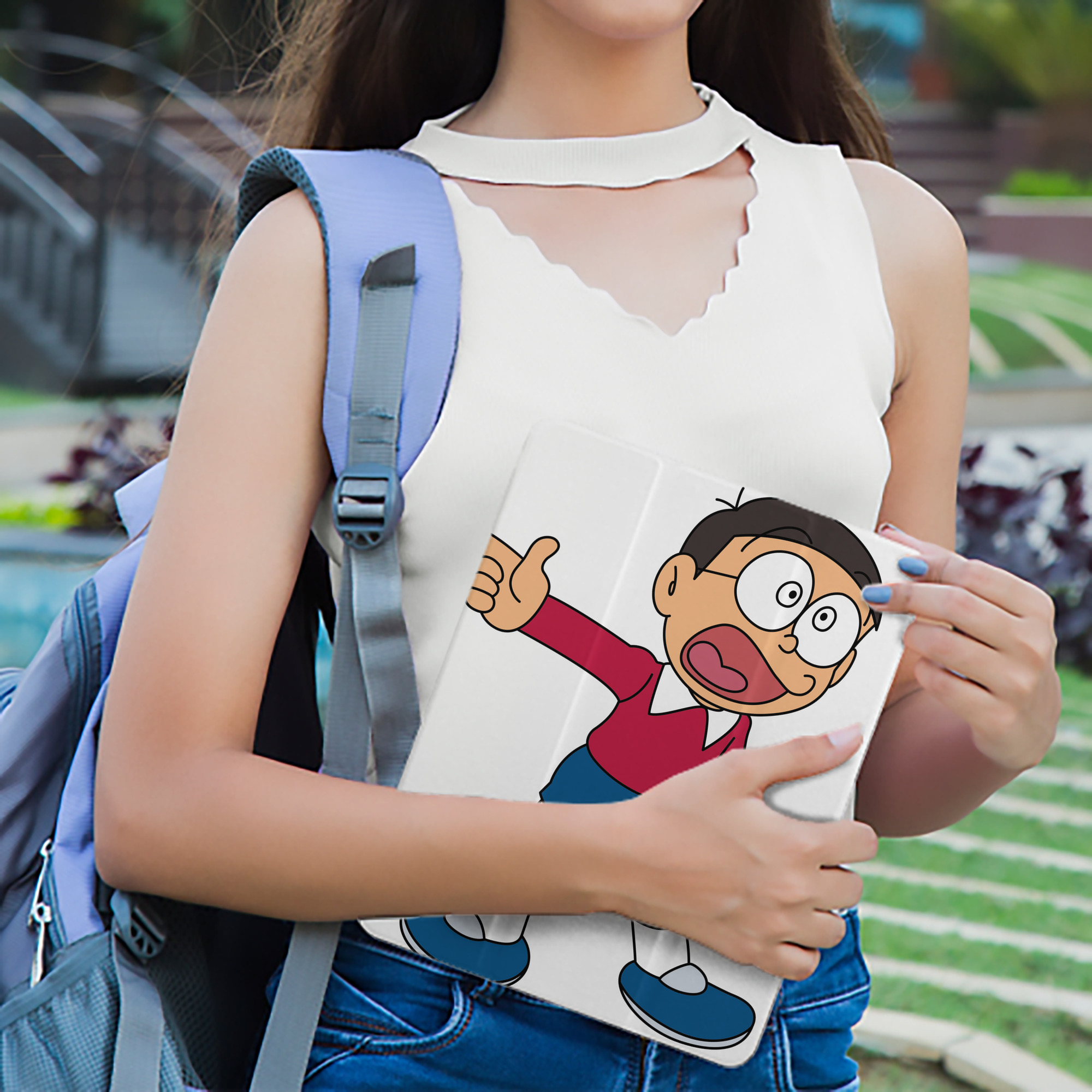 ドラえもん 野比 のび太 Doraemon Nobita Nobi IPad ケース ペン収納付き 三つ折りスタンド PUレザー×シリコン 対応機種9.5/10.5/10.9インチ