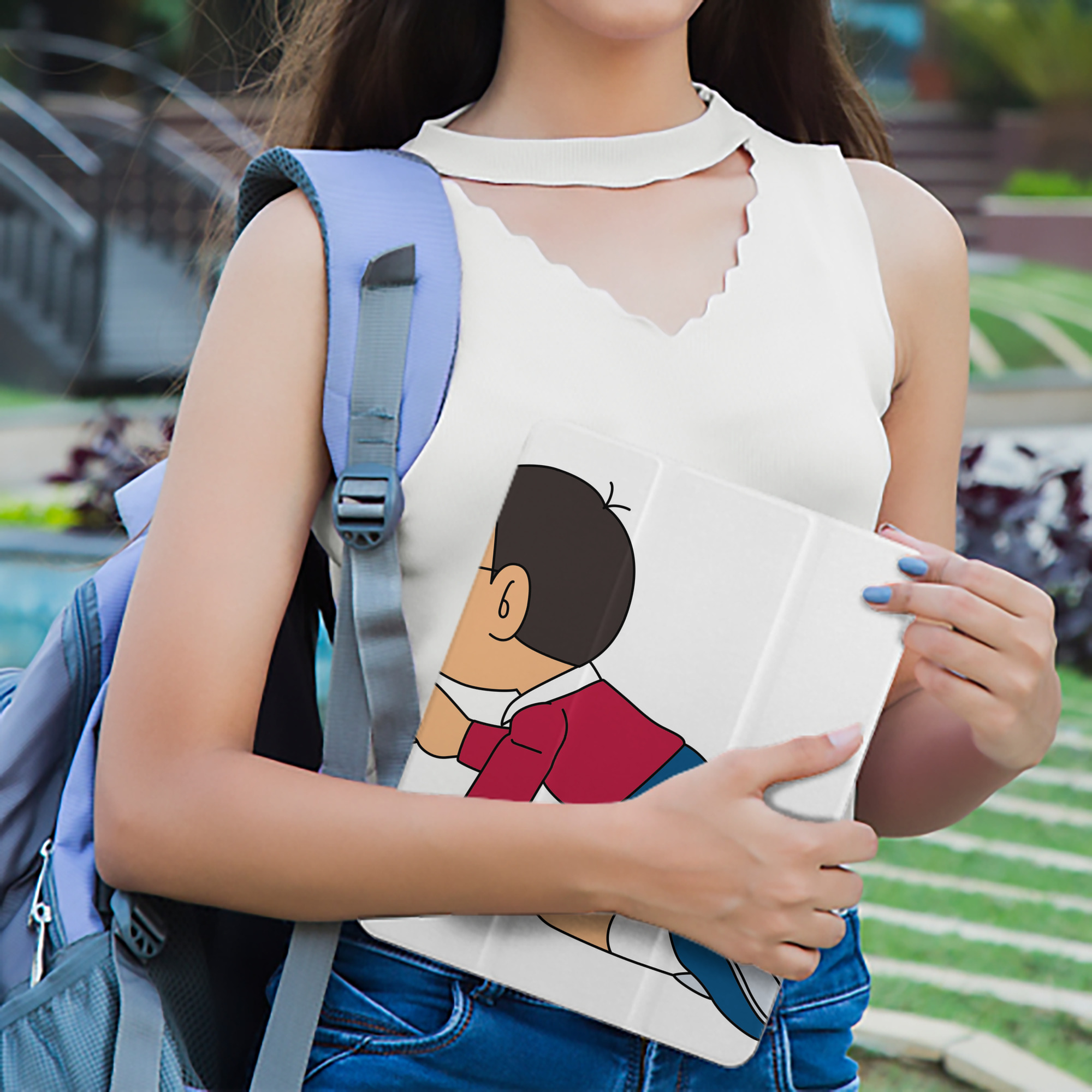 ドラえもん 野比 のび太 Doraemon Nobita Nobi IPad ケース ペン収納付き 三つ折りスタンド PUレザー×シリコン 対応機種9.5/10.5/10.9インチ