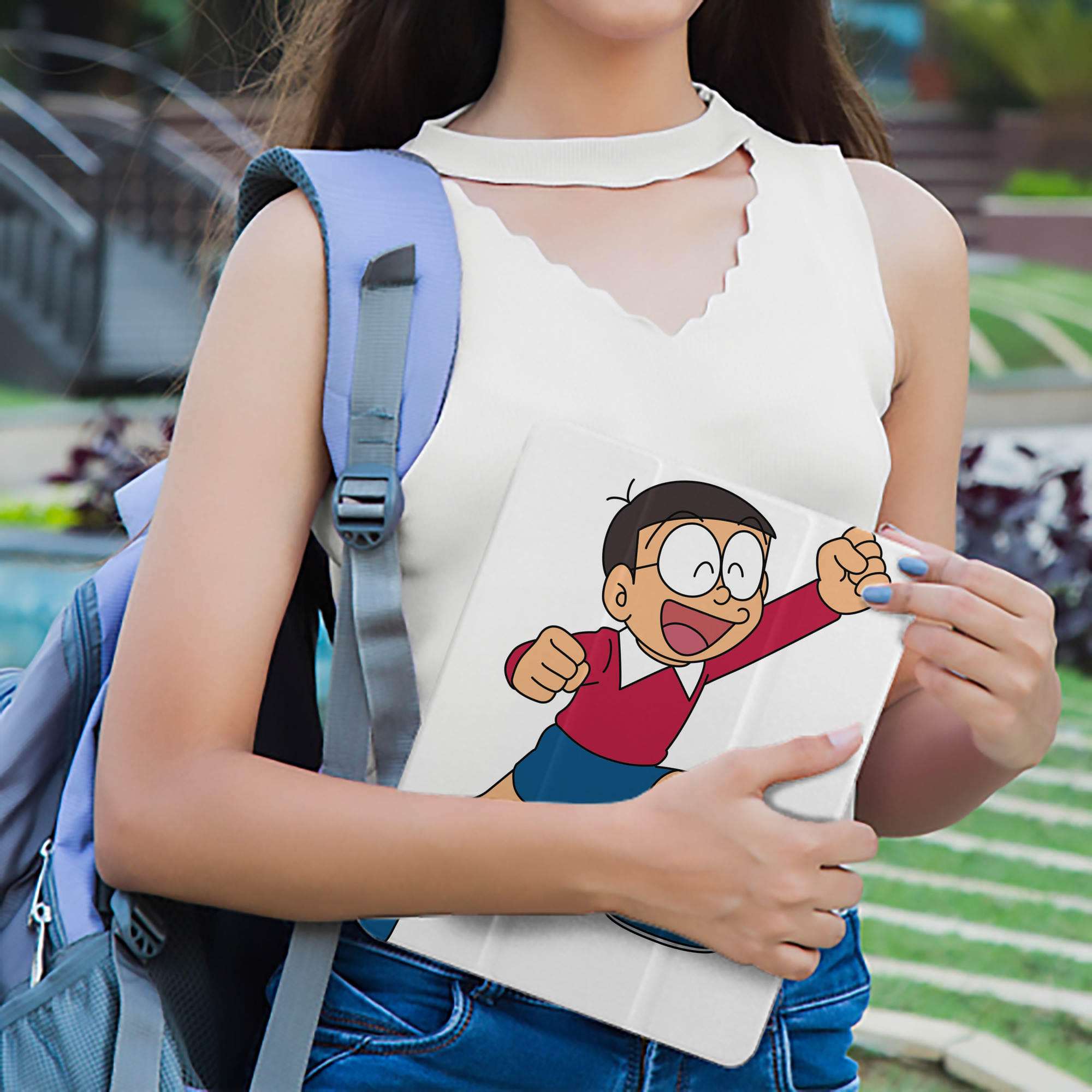 ドラえもん 野比 のび太 Doraemon Nobita Nobi IPad ケース ペン収納付き 三つ折りスタンド PUレザー×シリコン 対応機種9.5/10.5/10.9インチ