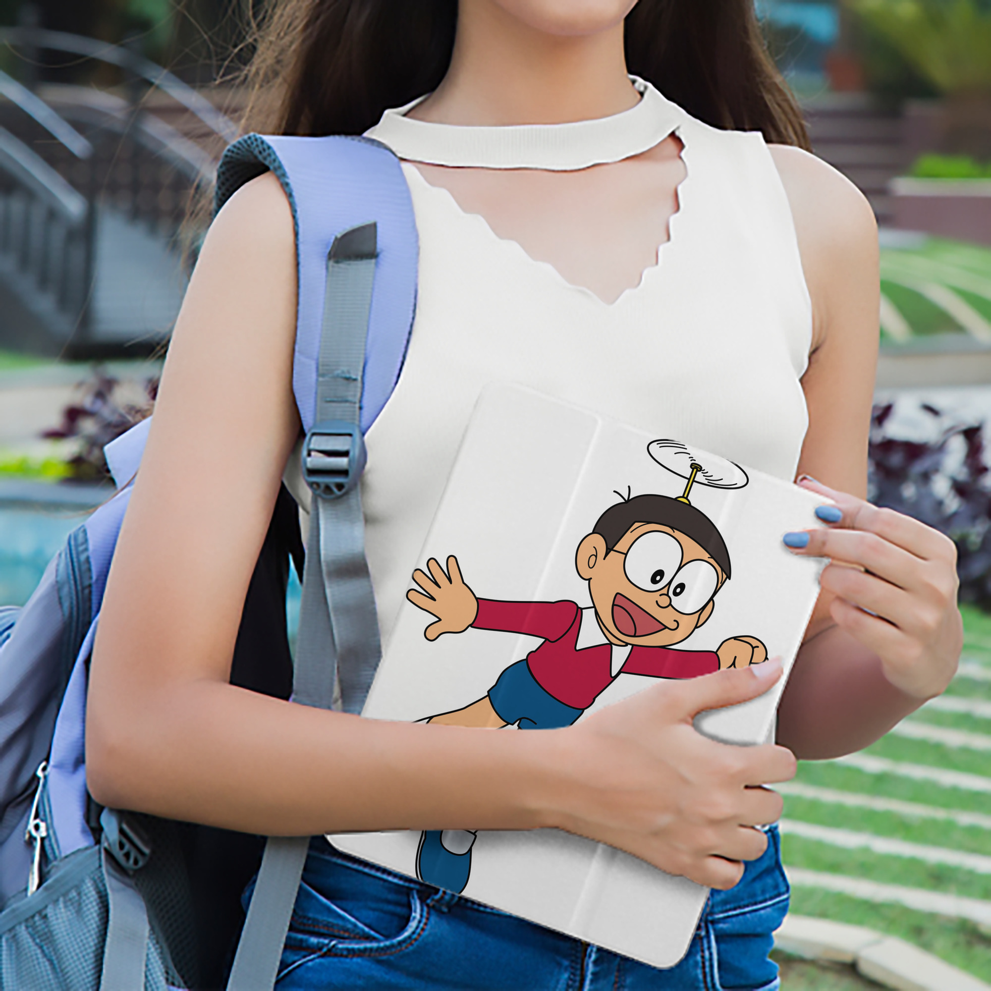 ドラえもん 野比 のび太 Doraemon Nobita Nobi IPad ケース ペン収納付き 三つ折りスタンド PUレザー×シリコン 対応機種9.5/10.5/10.9インチ