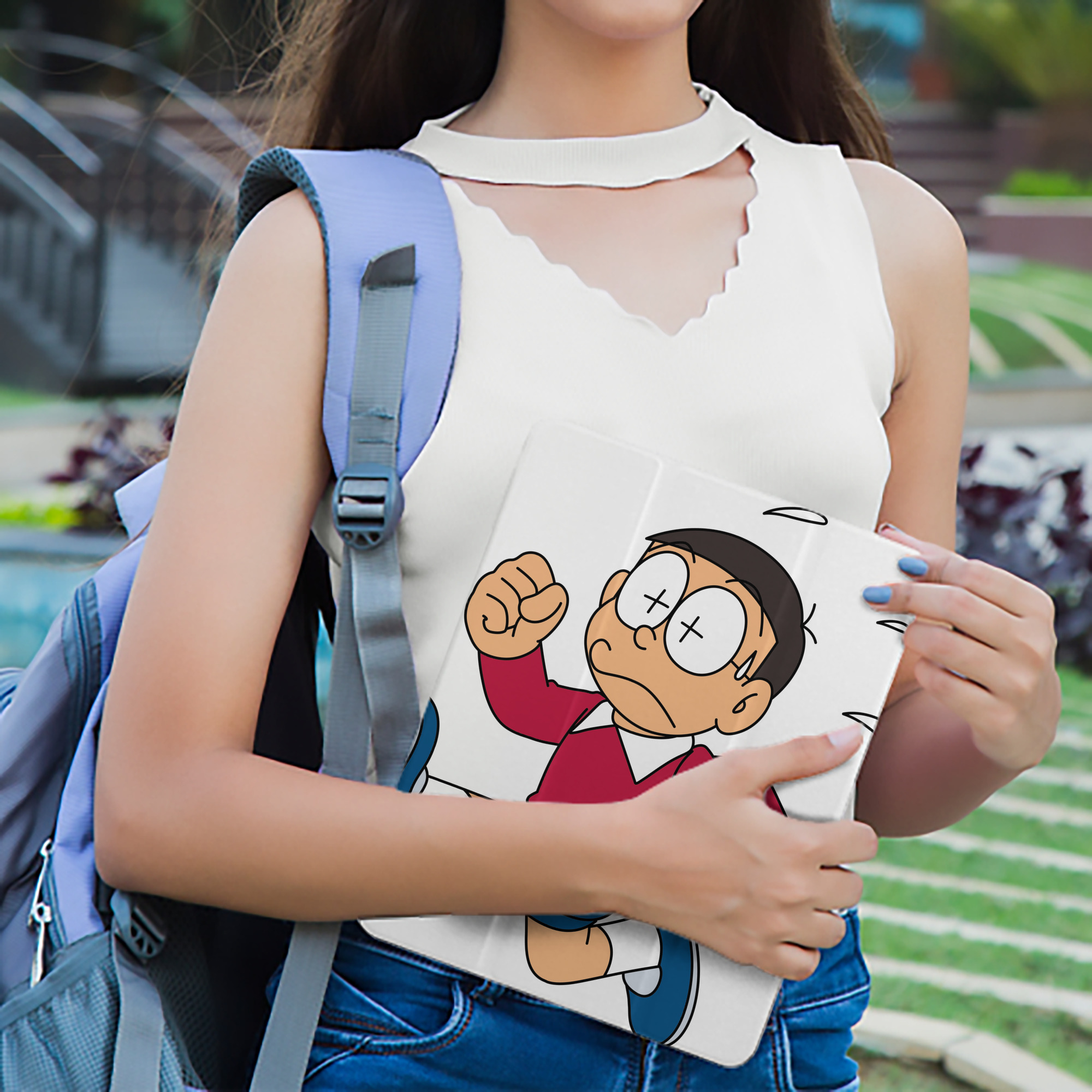 ドラえもん 野比 のび太 Doraemon Nobita Nobi IPad ケース ペン収納付き 三つ折りスタンド PUレザー×シリコン 対応機種9.5/10.5/10.9インチ
