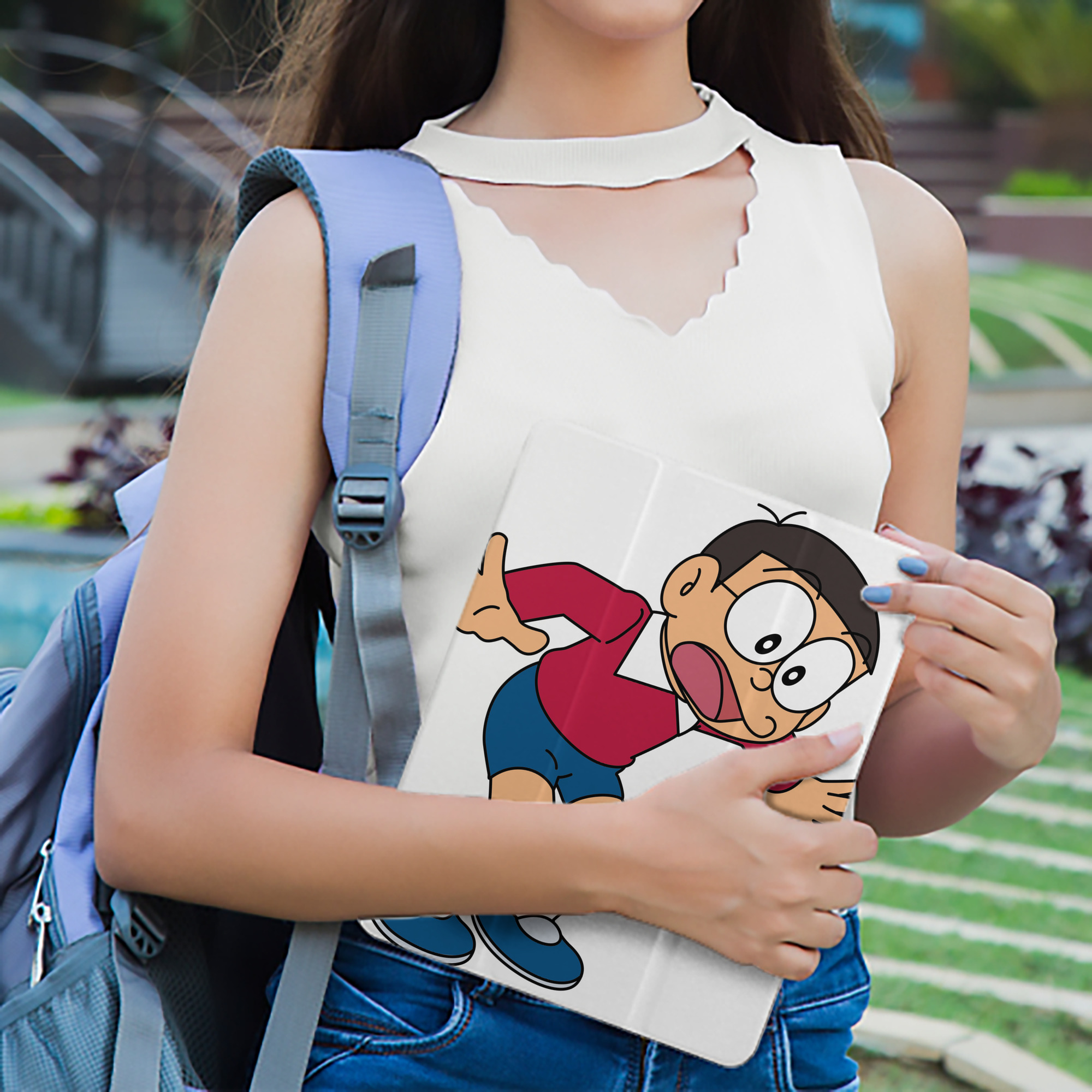 ドラえもん 野比 のび太 Doraemon Nobita Nobi IPad ケース ペン収納付き 三つ折りスタンド PUレザー×シリコン 対応機種9.5/10.5/10.9インチ