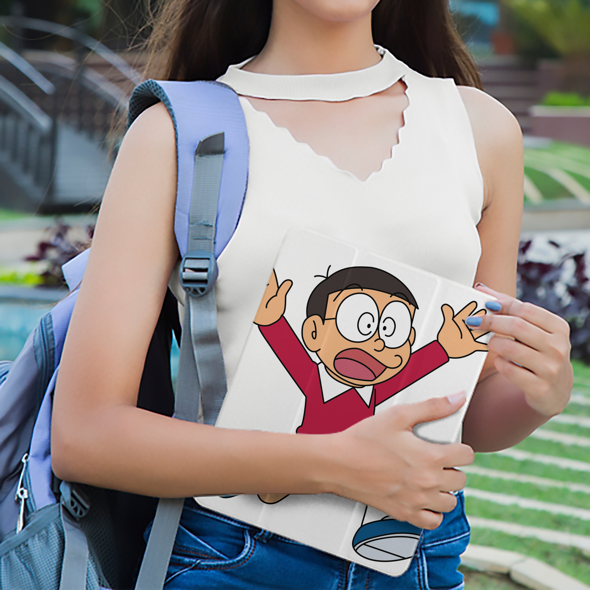 ドラえもん 野比 のび太 Doraemon Nobita Nobi IPad ケース ペン収納付き 三つ折りスタンド PUレザー×シリコン 対応機種9.5/10.5/10.9インチ