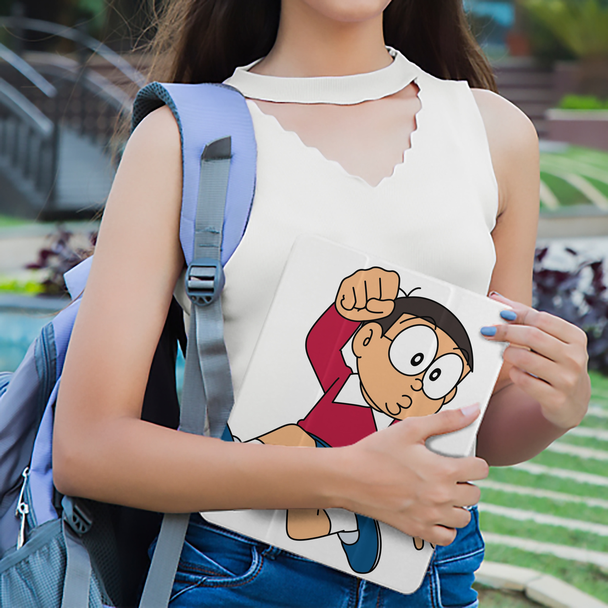 ドラえもん 野比 のび太 Doraemon Nobita Nobi IPad ケース ペン収納付き 三つ折りスタンド PUレザー×シリコン 対応機種9.5/10.5/10.9インチ