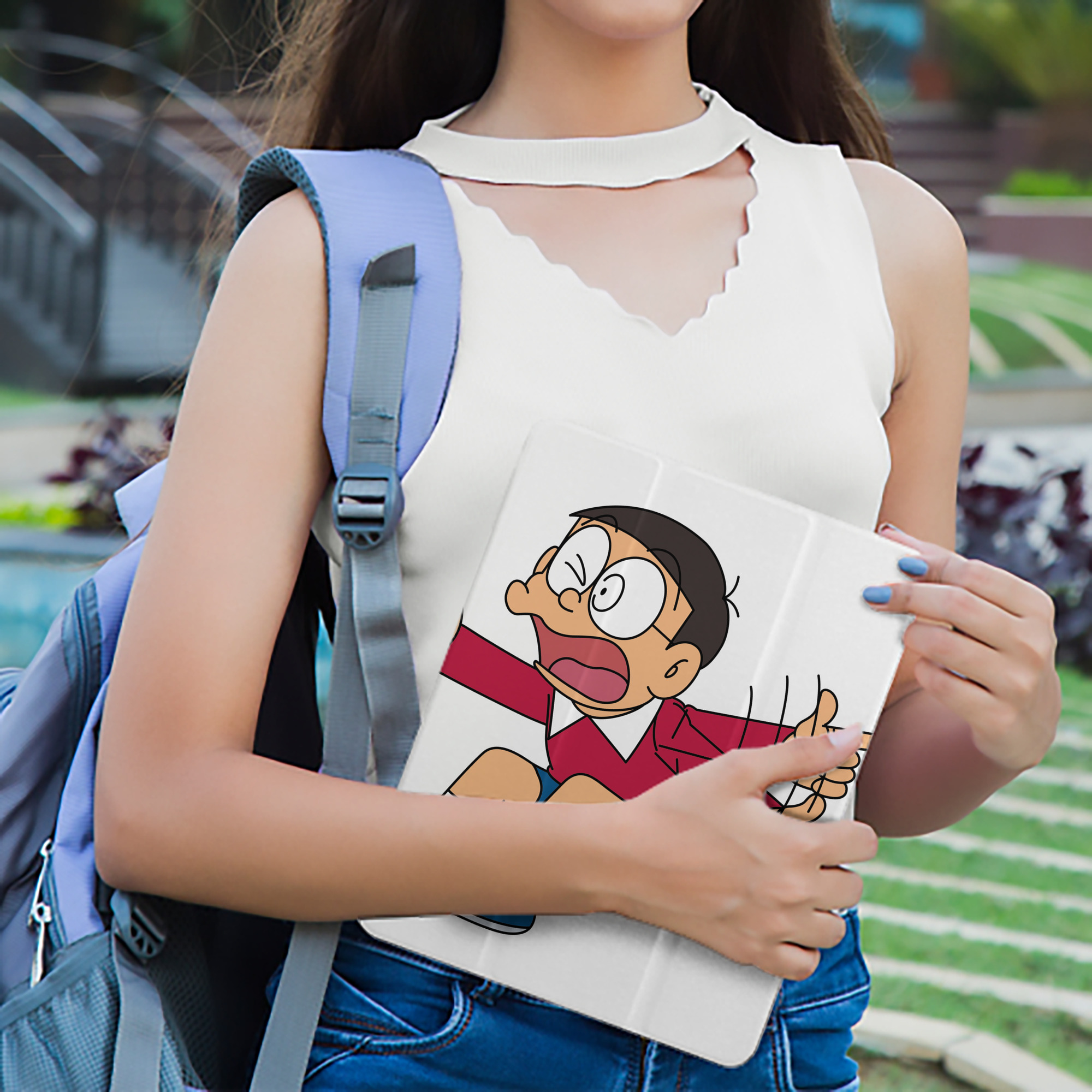 ドラえもん 野比 のび太 Doraemon Nobita Nobi IPad ケース ペン収納付き 三つ折りスタンド PUレザー×シリコン 対応機種9.5/10.5/10.9インチ