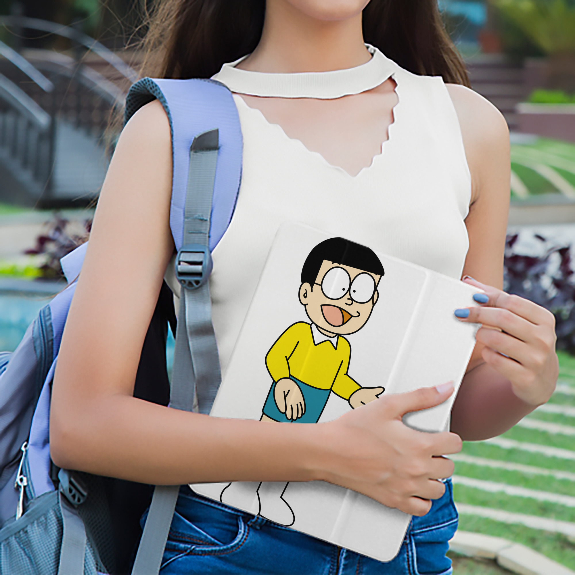 ドラえもん 野比 のび太 Doraemon Nobita Nobi IPad ケース ペン収納付き 三つ折りスタンド PUレザー×シリコン 対応機種9.5/10.5/10.9インチ