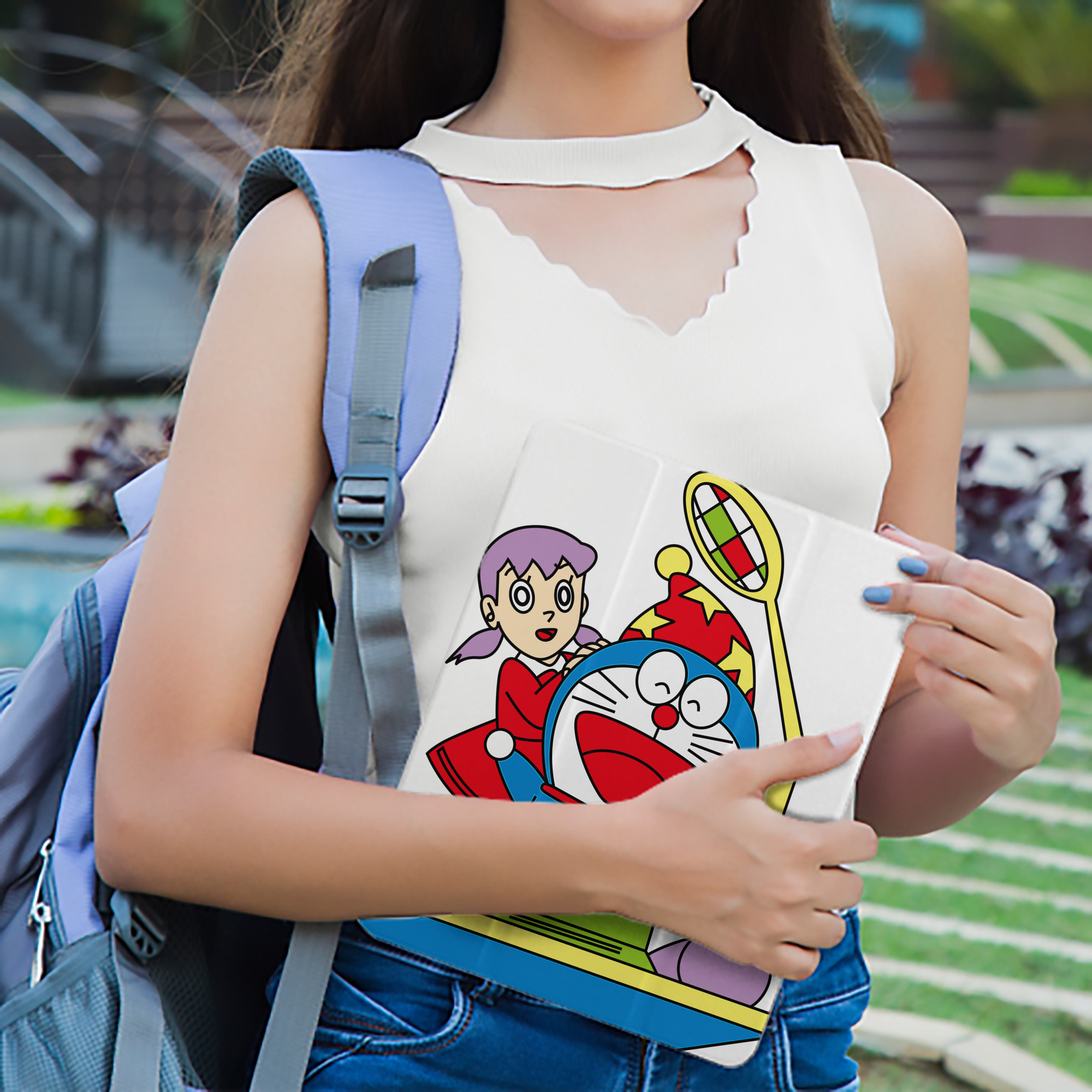 ドラえもん みなもと しずか Doraemon Shizuka Minamoto IPad ケース ペン収納付き 三つ折りスタンド PUレザー×シリコン 対応機種9.5/10.5/10.9インチ