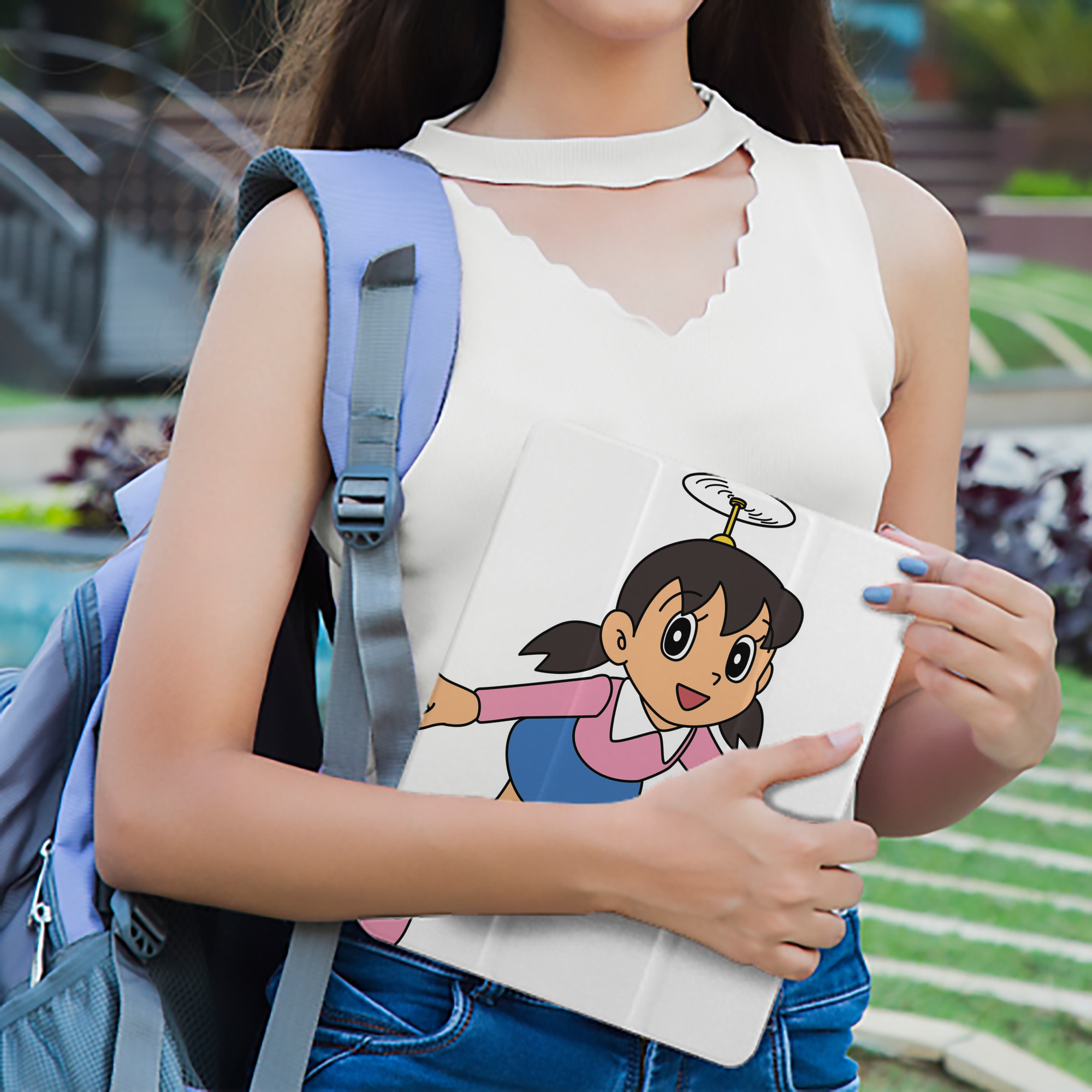 ドラえもん みなもと しずか Doraemon Shizuka Minamoto IPad ケース ペン収納付き 三つ折りスタンド PUレザー×シリコン 対応機種9.5/10.5/10.9インチ