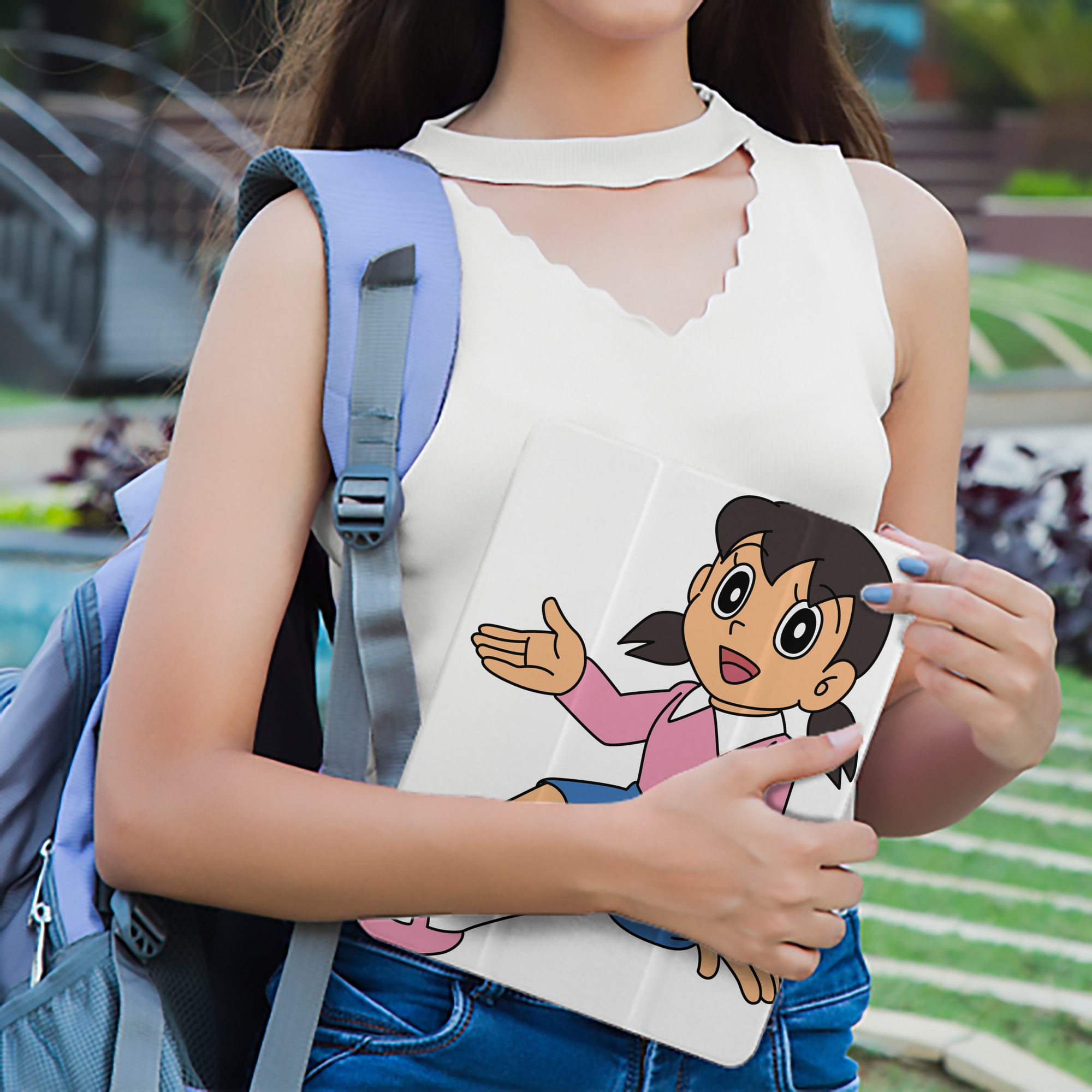 ドラえもん みなもと しずか Doraemon Shizuka Minamoto IPad ケース ペン収納付き 三つ折りスタンド PUレザー×シリコン 対応機種9.5/10.5/10.9インチ