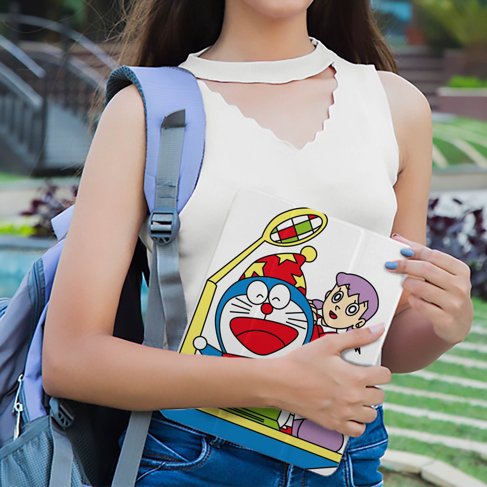 ドラえもん みなもと しずか Doraemon Shizuka Minamoto IPad ケース ペン収納付き 三つ折りスタンド PUレザー×シリコン 対応機種9.5/10.5/10.9インチ