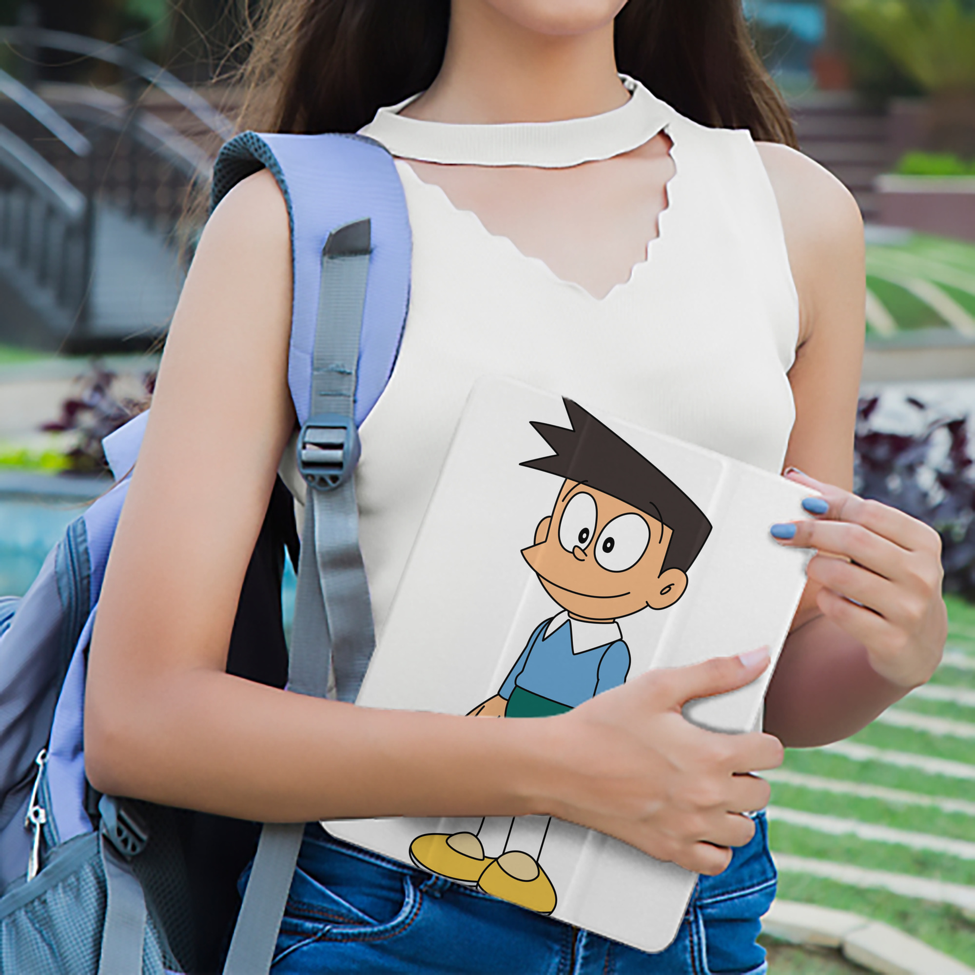 ドラえもん 骨川 スネ夫 Doraemon Honekawa Suneo IPad ケース ペン収納付き 三つ折りスタンド PUレザー×シリコン 対応機種9.5/10.5/10.9インチ