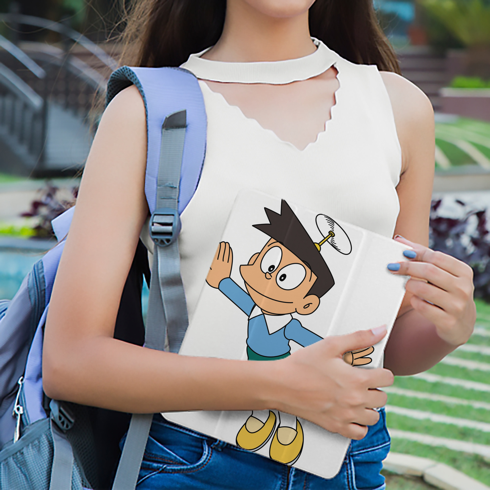 ドラえもん 骨川 スネ夫 Doraemon Honekawa Suneo IPad ケース ペン収納付き 三つ折りスタンド PUレザー×シリコン 対応機種9.5/10.5/10.9インチ