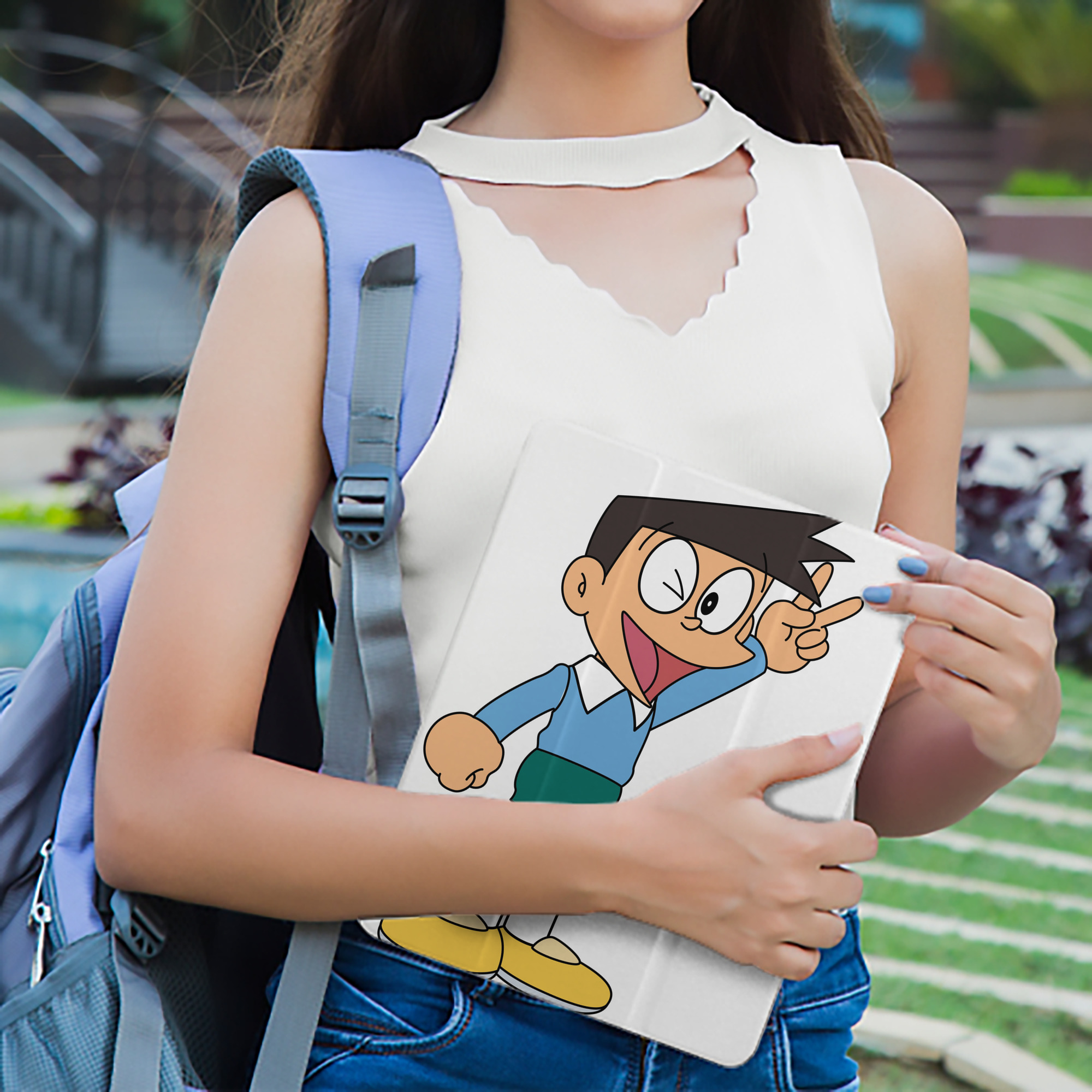 ドラえもん 骨川 スネ夫 Doraemon Honekawa Suneo IPad ケース ペン収納付き 三つ折りスタンド PUレザー×シリコン 対応機種9.5/10.5/10.9インチ