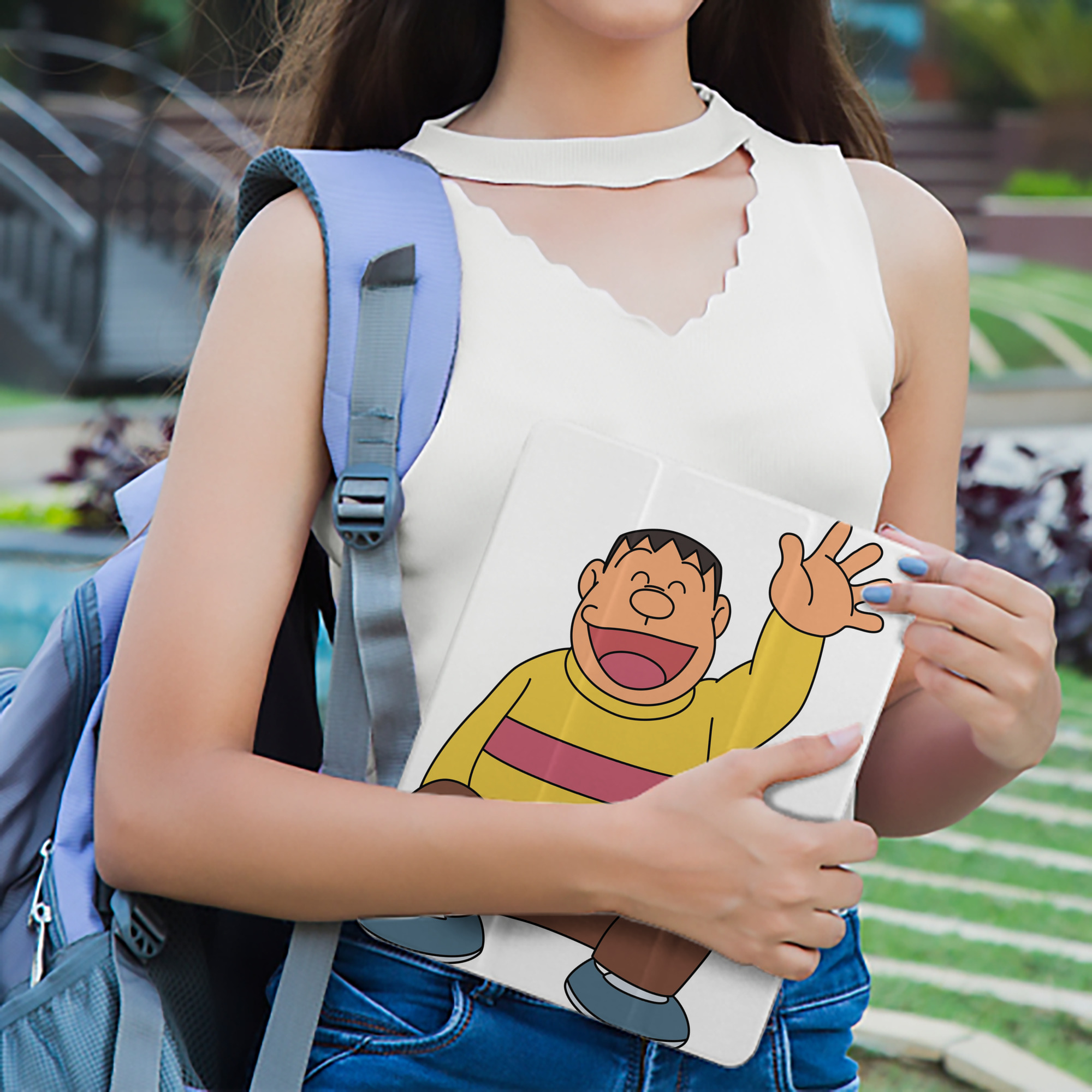 ドラえもん 剛田武 Doraemon Gouta Takeshi IPad ケース ペン収納付き 三つ折りスタンド PUレザー×シリコン 対応機種9.5/10.5/10.9インチ