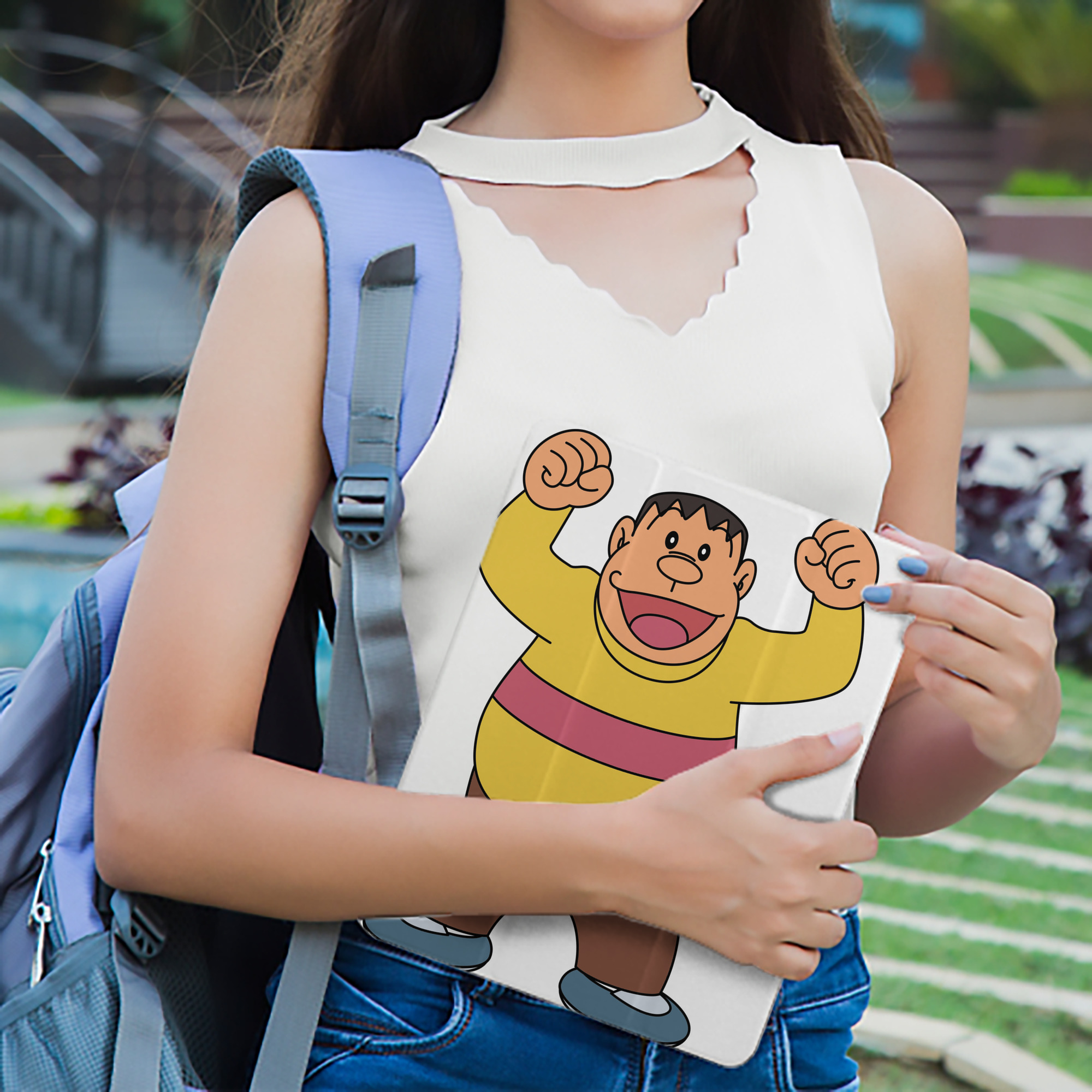 ドラえもん 剛田武 Doraemon Gouta Takeshi IPad ケース ペン収納付き 三つ折りスタンド PUレザー×シリコン 対応機種9.5/10.5/10.9インチ