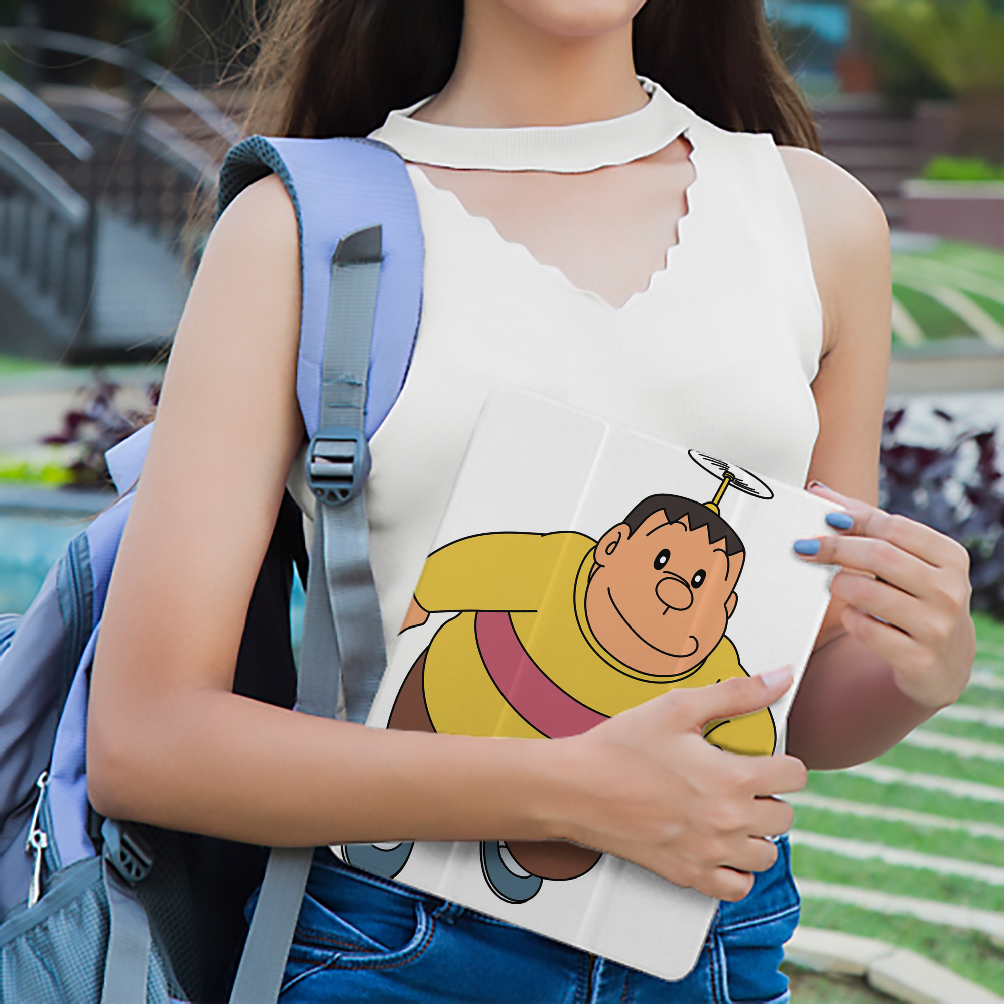 ドラえもん 剛田武 Doraemon Gouta Takeshi IPad ケース ペン収納付き 三つ折りスタンド PUレザー×シリコン 対応機種9.5/10.5/10.9インチ